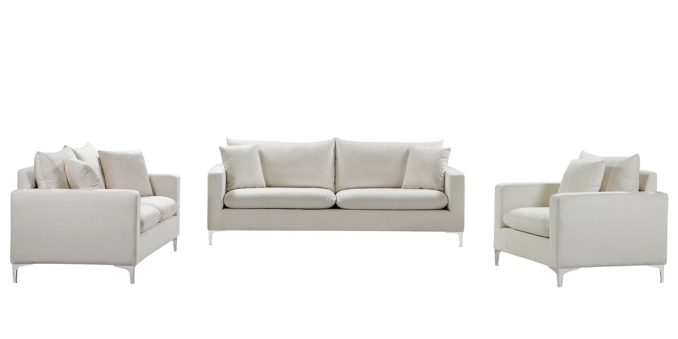 

    
Glam Cream Velvet Sofa Set 3Pcs 633Cream-S Naomi Meridian Modern Contemporary
