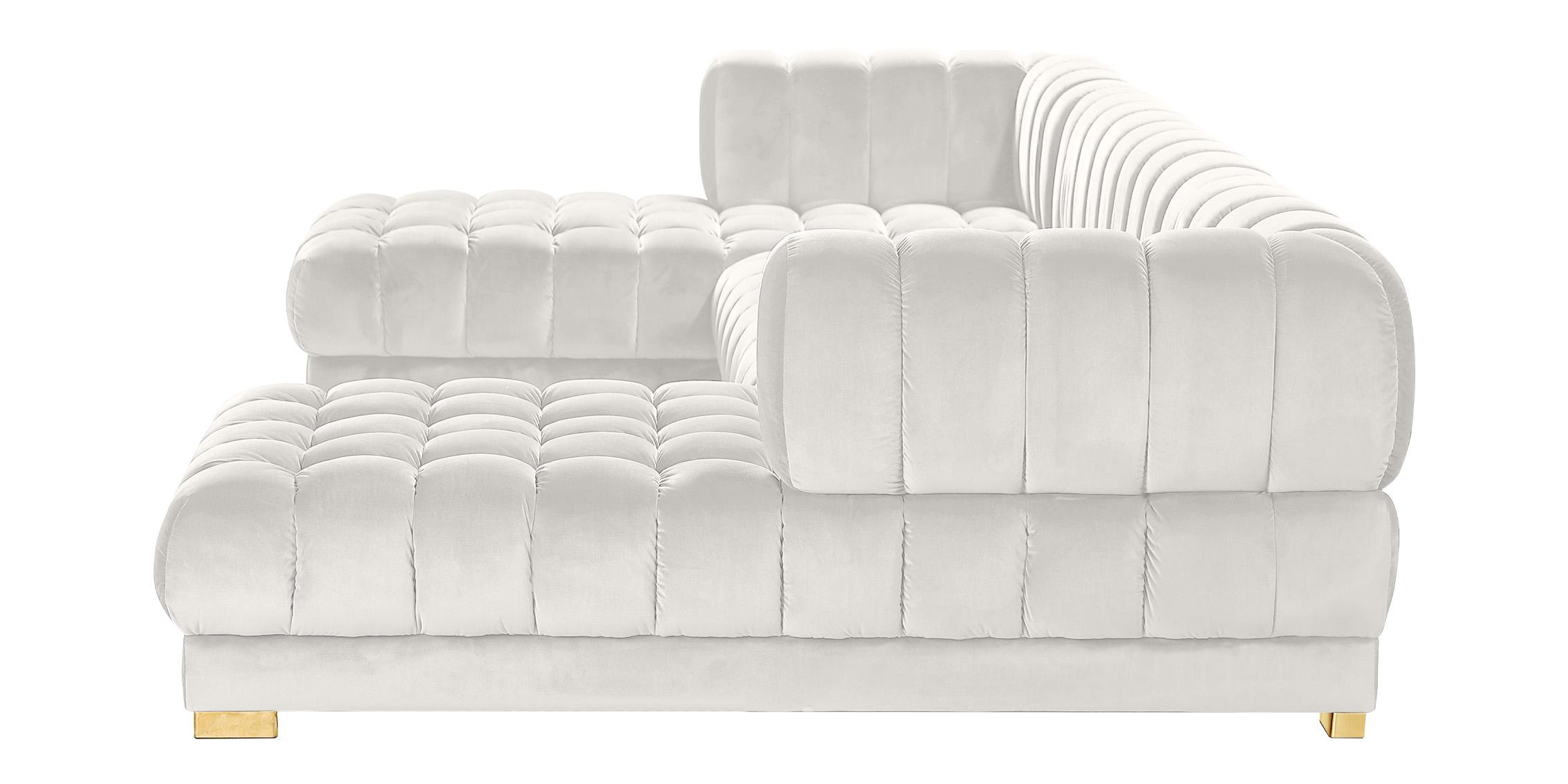 

    
Glam Cream Velvet Tufted Sectional Sofa GWEN 653Cream Meridian Contemporary
