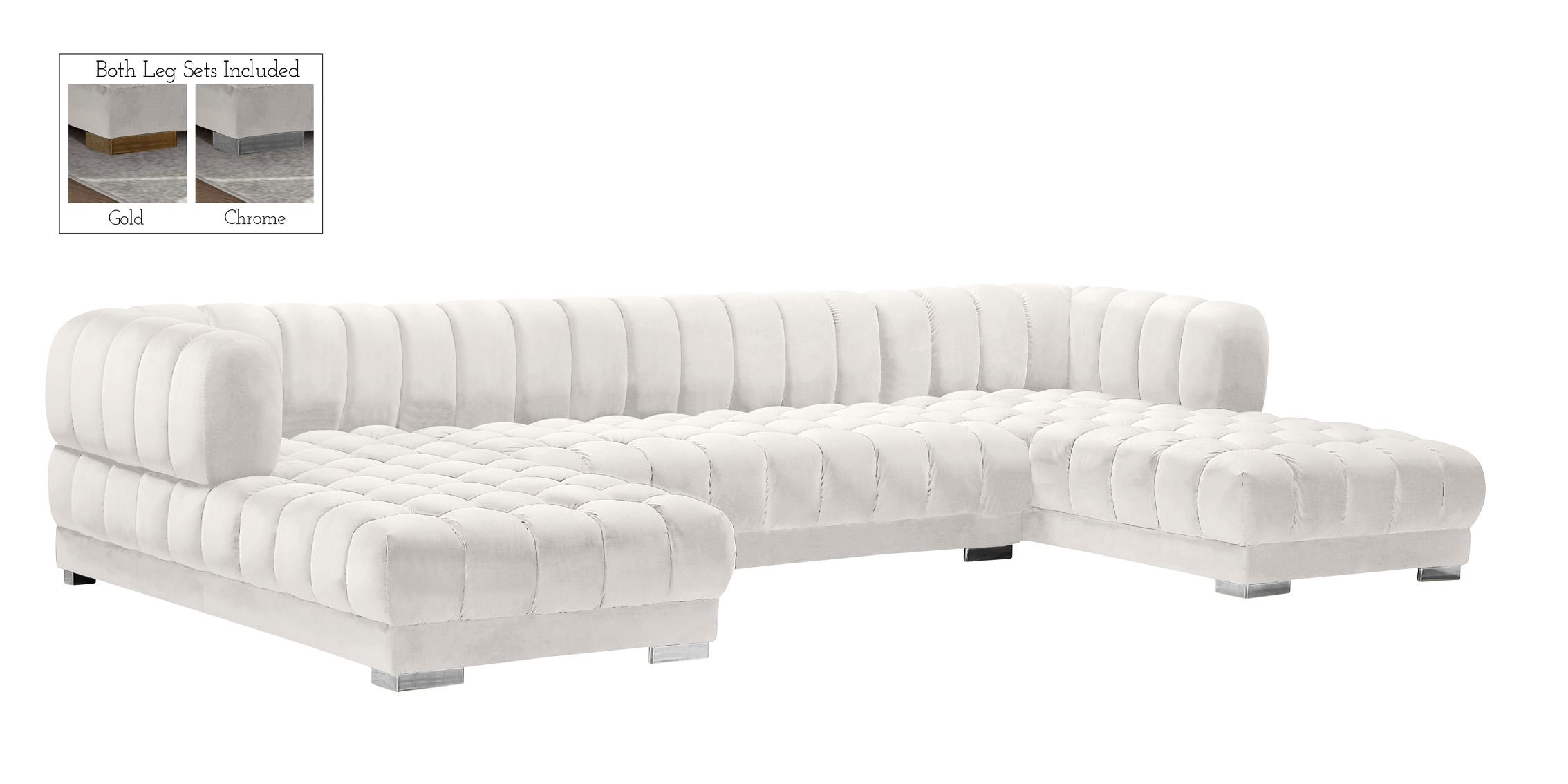

    
Glam Cream Velvet Tufted Sectional Sofa GWEN 653Cream Meridian Contemporary
