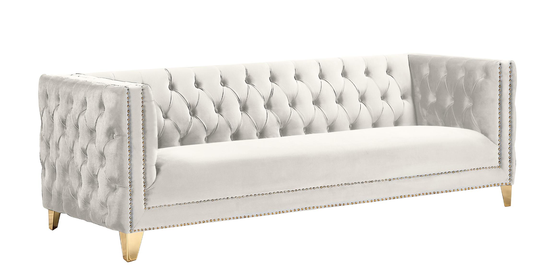 Cream Velvet Comfort Modular Armless Sofa Plush 602Cream-S2 Meridian ...