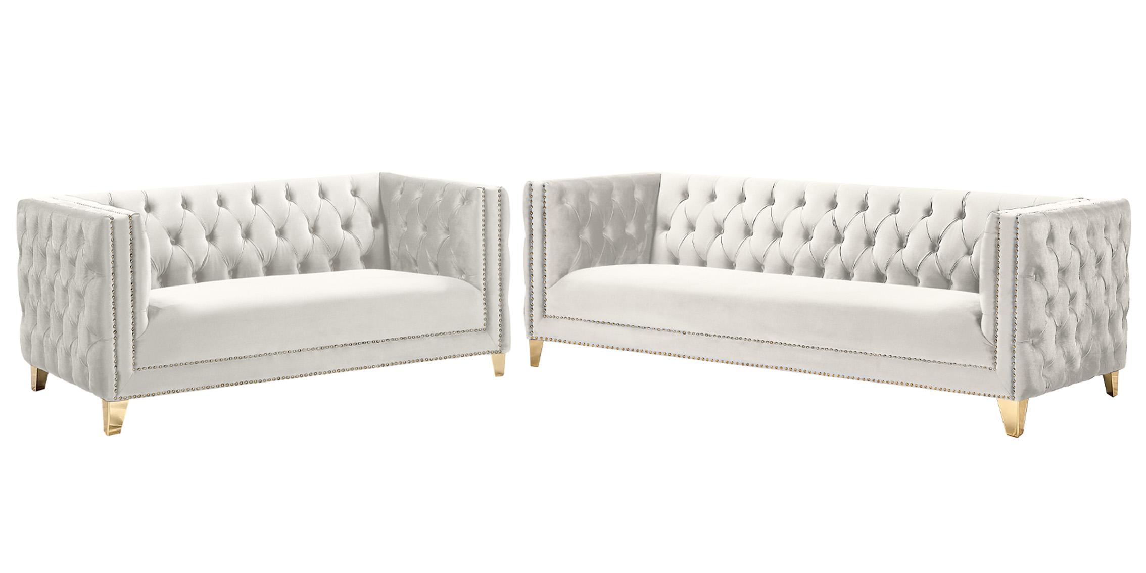 Contemporary, Modern Sofa Set MICHELLE 652Cream-S-Set-2 652Cream-S-Set-2 in Cream Velvet