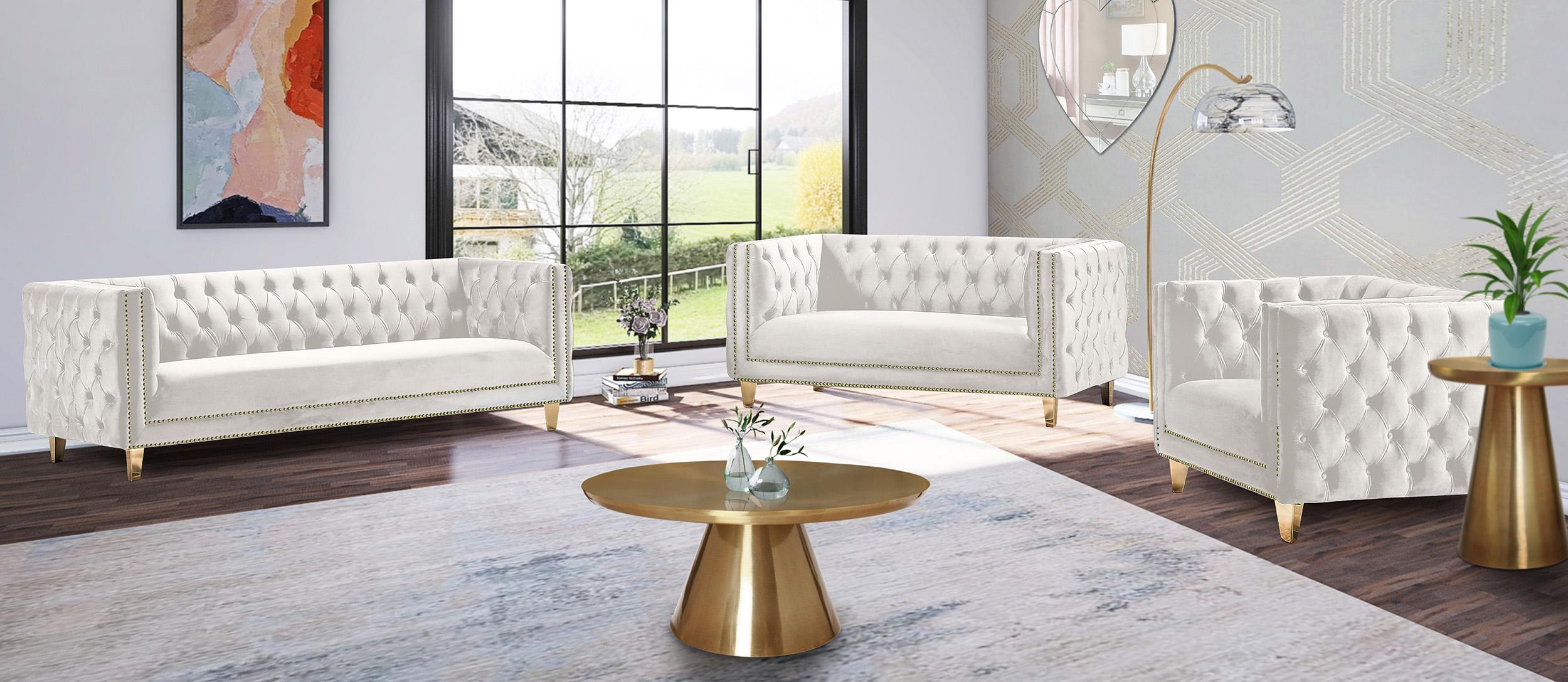 

    
 Shop  Glam Cream Velvet Sofa Set 2Pcs MICHELLE 652Cream Meridian Contemporary Modern
