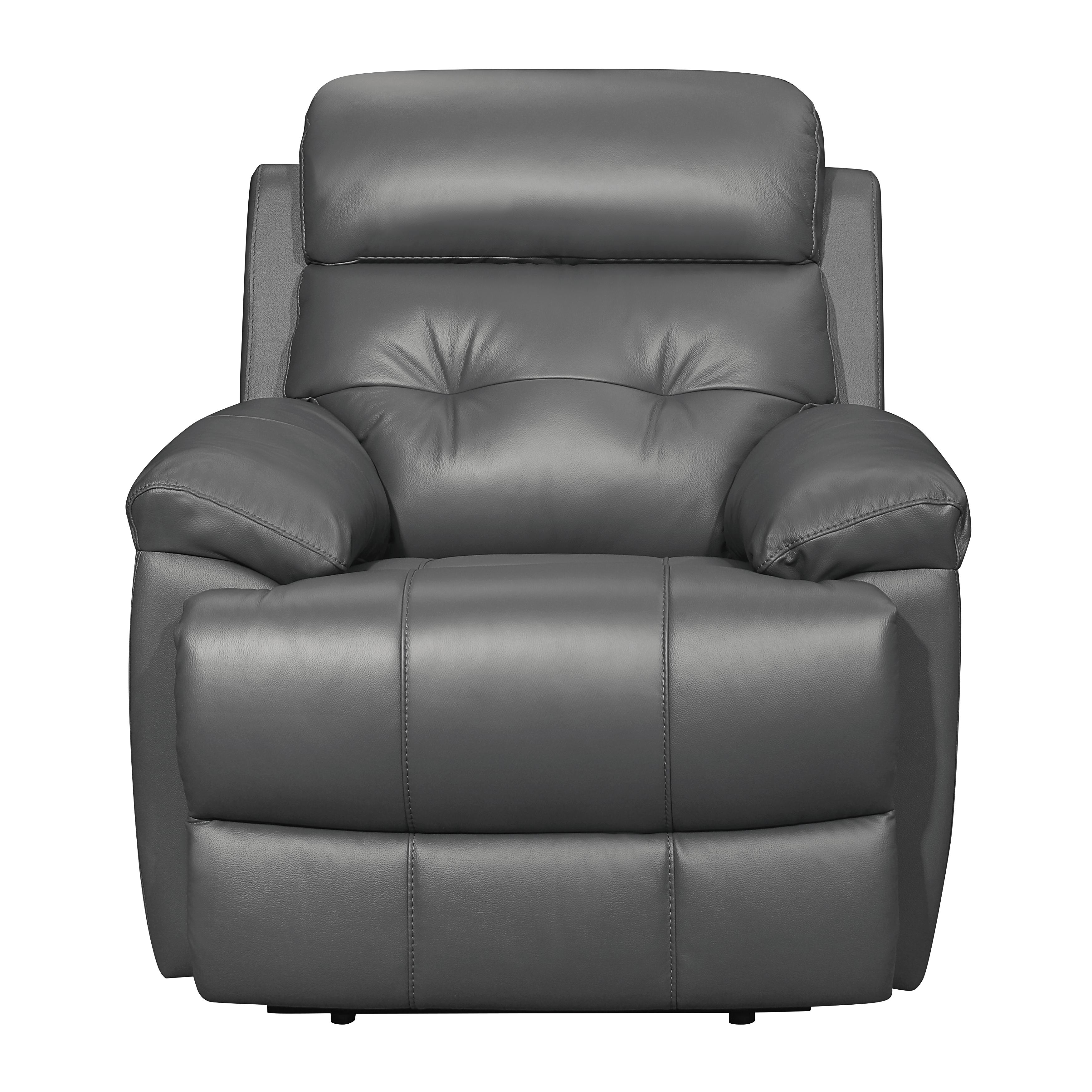 

    
Glam Dark Gray Leather Reclining Chair Homelegance 9529DGY-1 Lambent
