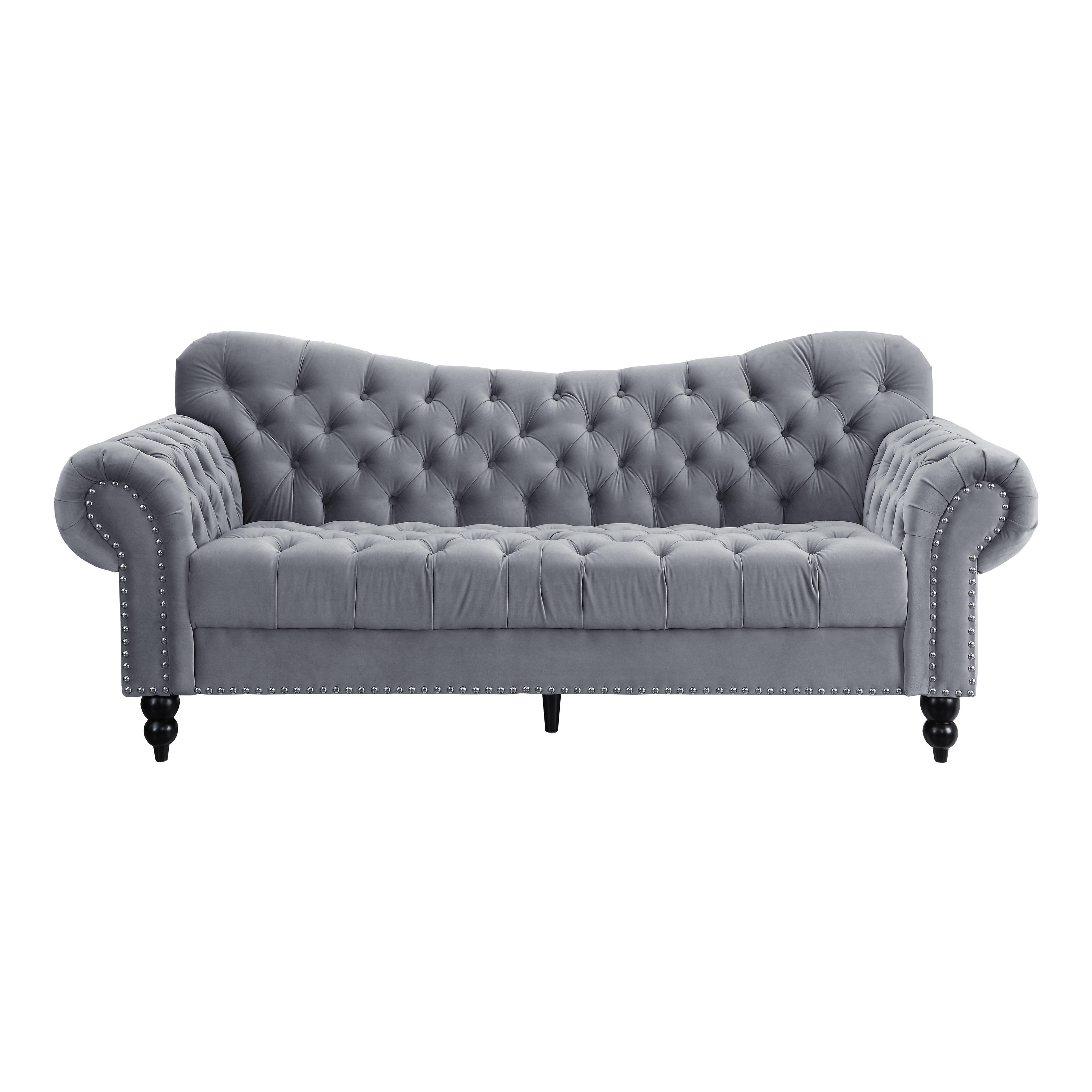 

    
Glam Dark Gray Velvet Sofa Homelegance 9330DG-3 Rosalie
