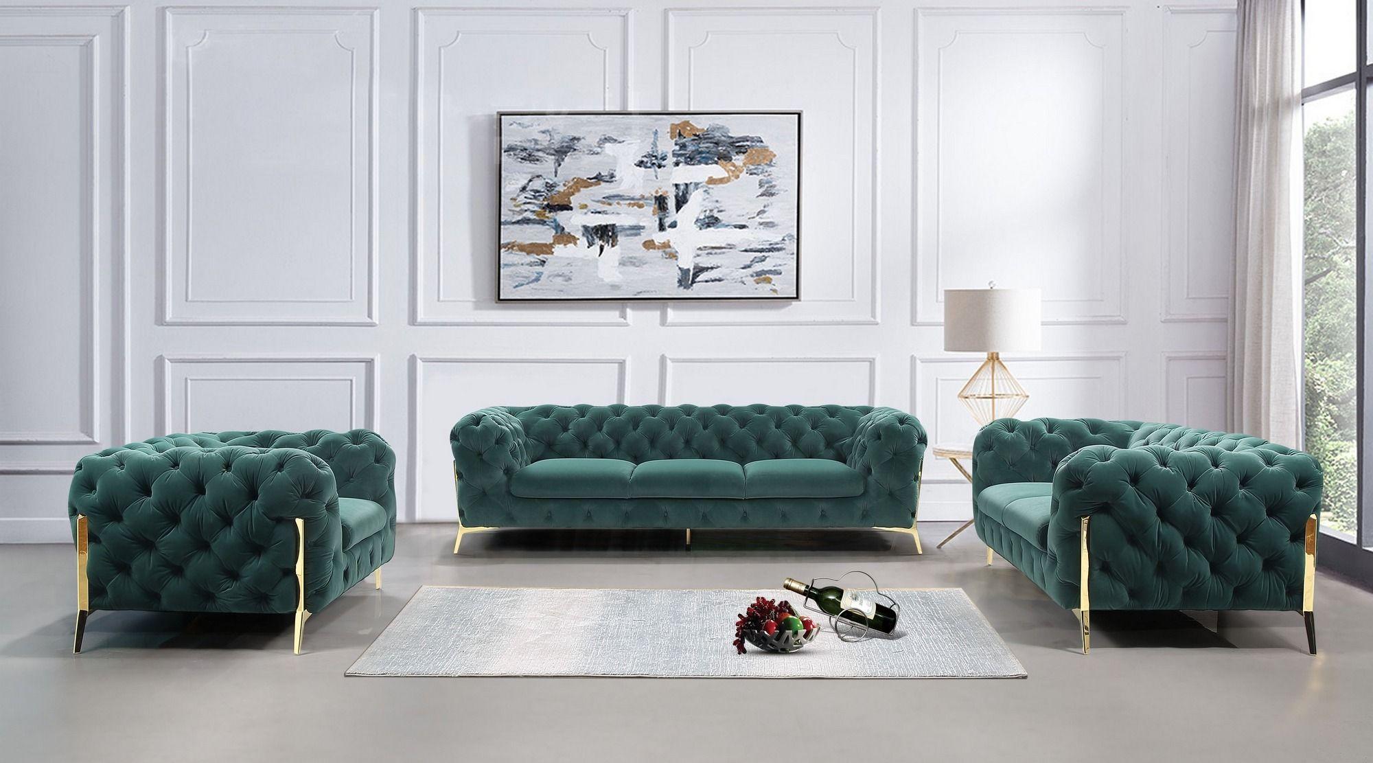 

    
Glam Emerald Velvet Tufted Sofa Set 3P Divani Casa Quincey VIG Contemporary

