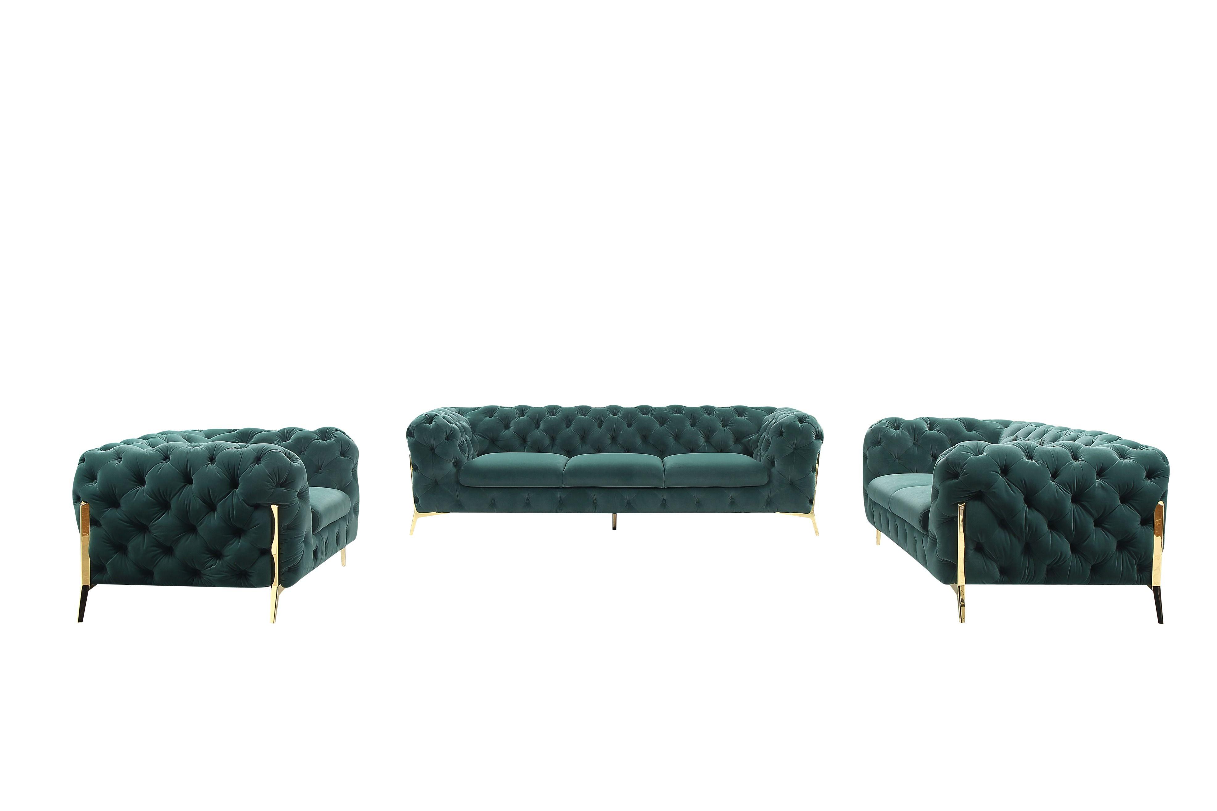 

    
 Shop  Glam Emerald Velvet Tufted Sofa Set 3P Divani Casa Quincey VIG Contemporary
