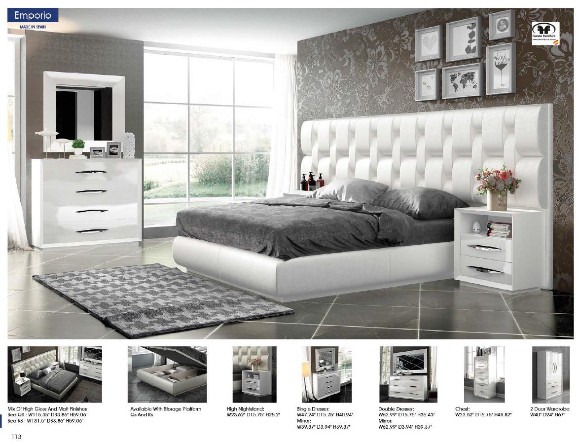 

    
ESF Emporio Platform Bedroom Set White EMPORIOBEDKS-2N-3PC
