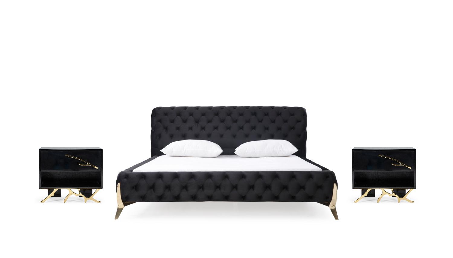 

    
Modern Black Velvet & Gold C. King Size Panel Bedroom Set 3Pcs by VIG Modrest Legend
