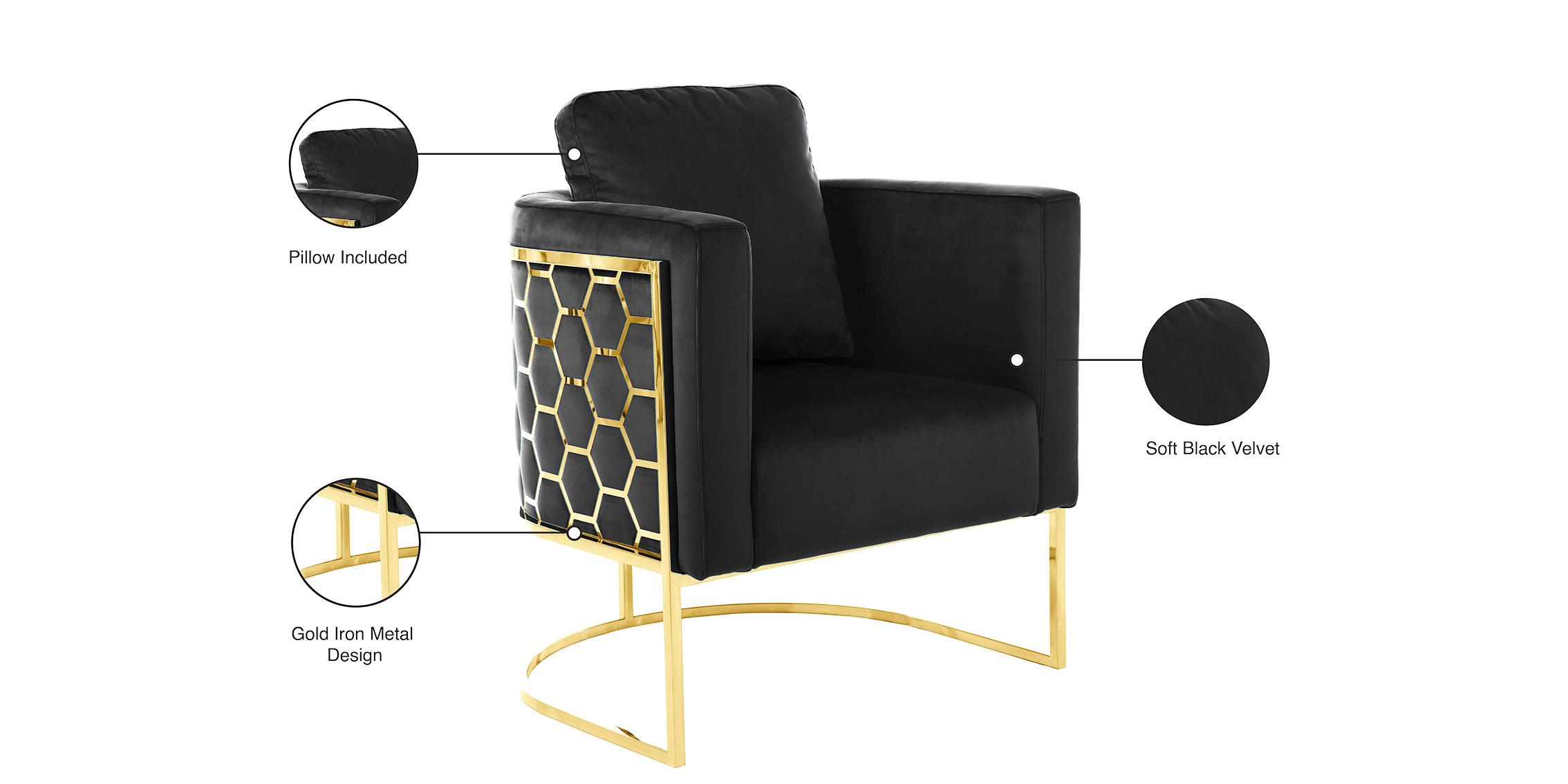 

    
 Order  Glam Gold & Black Velvet Chair CASA 692Black-C Meridian Contemporary Modern
