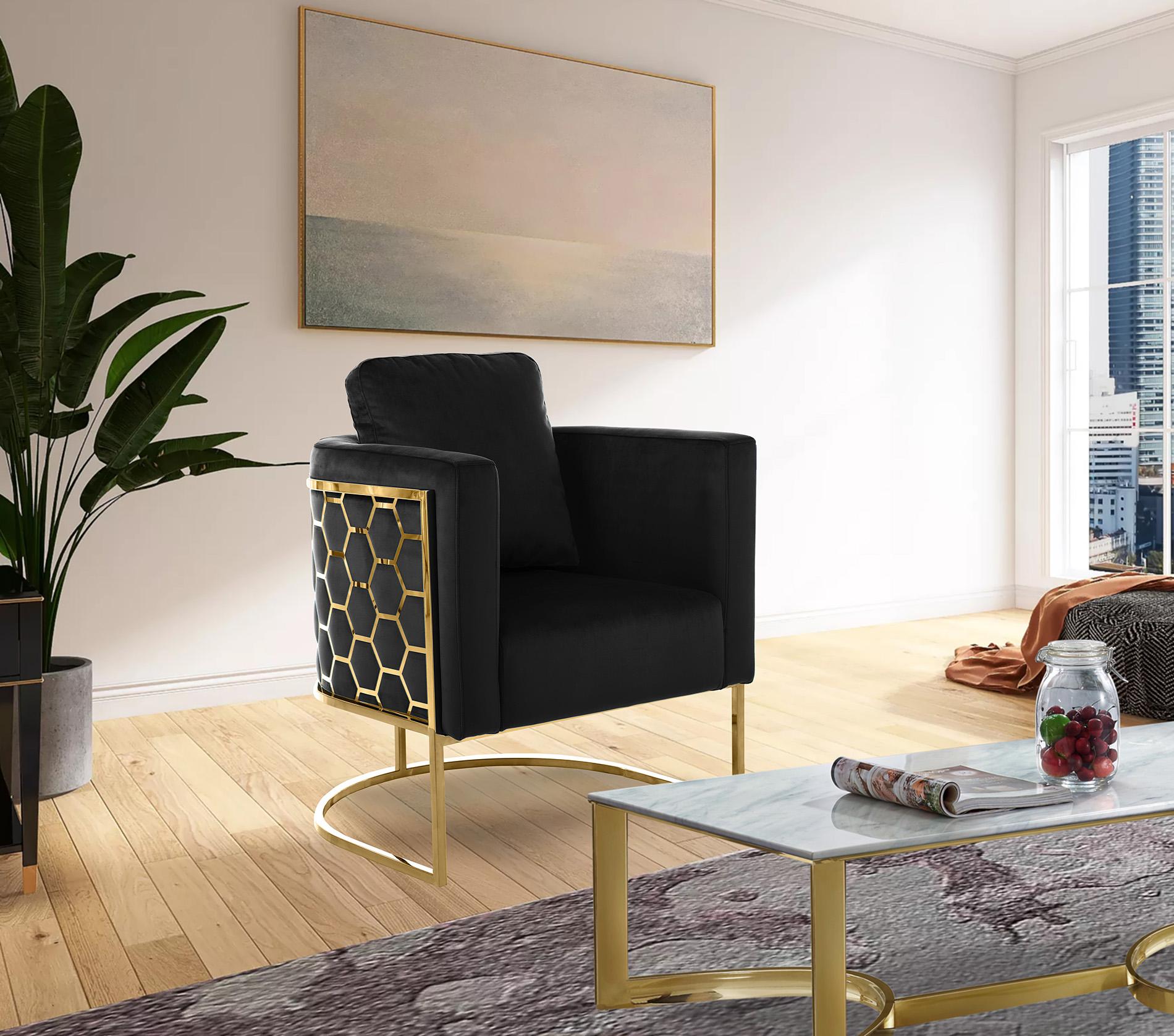 

    
Glam Gold & Black Velvet Chair CASA 692Black-C Meridian Contemporary Modern
