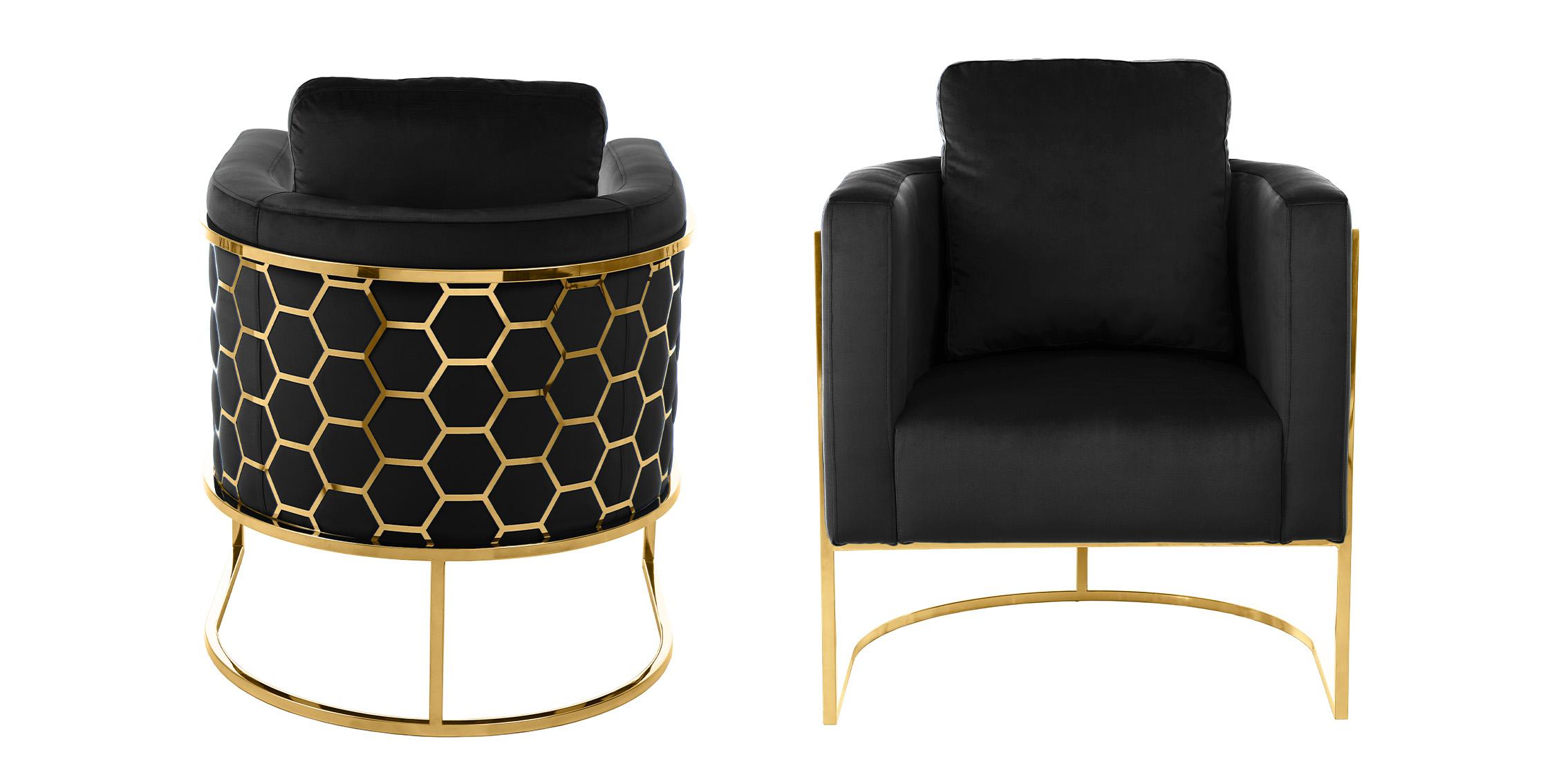

    
Glam Gold & Black Velvet Chair Set 2Pcs CASA 692Black-C Meridian Contemporary
