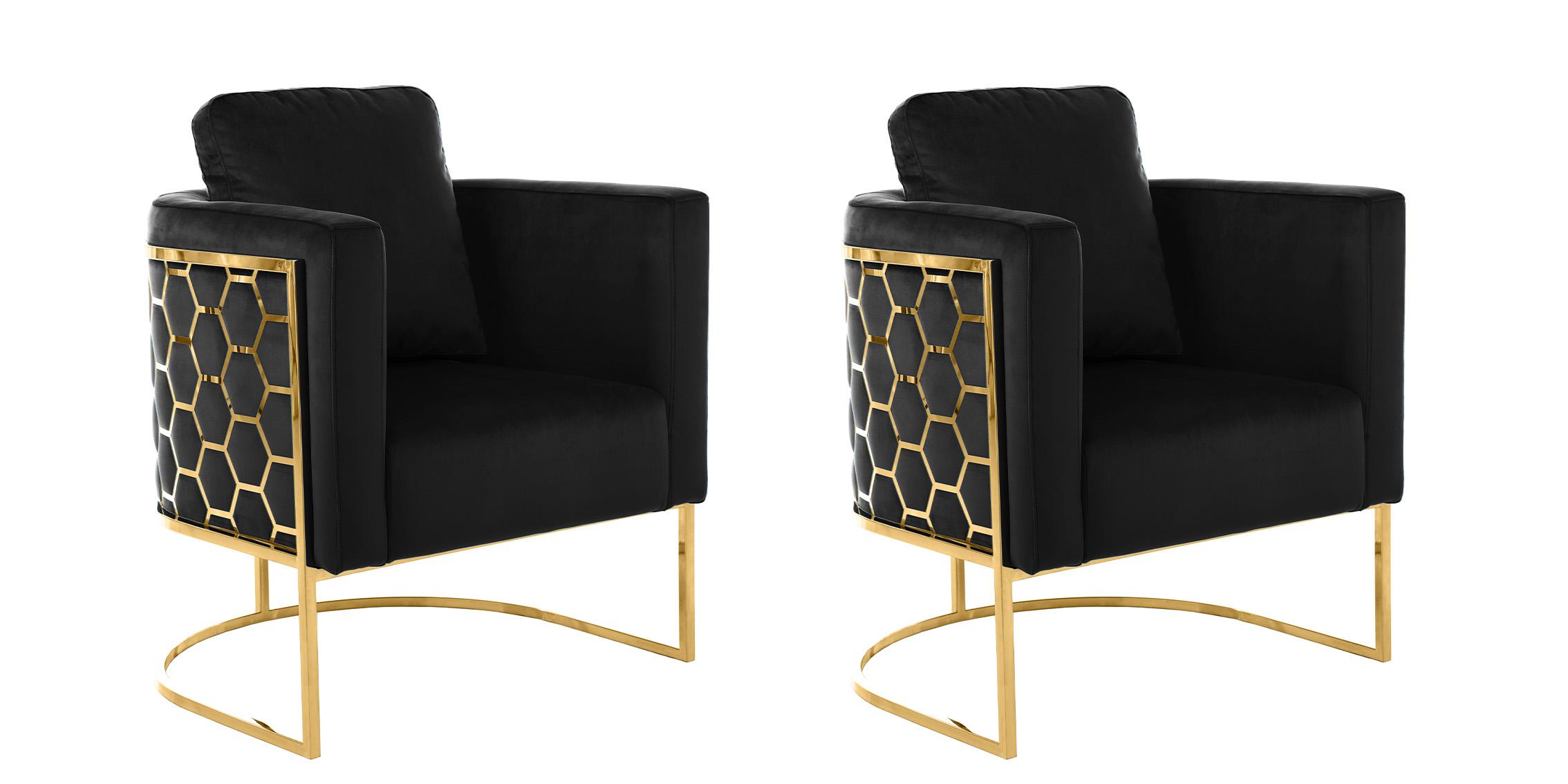 

    
Glam Gold & Black Velvet Chair Set 2Pcs CASA 692Black-C Meridian Contemporary
