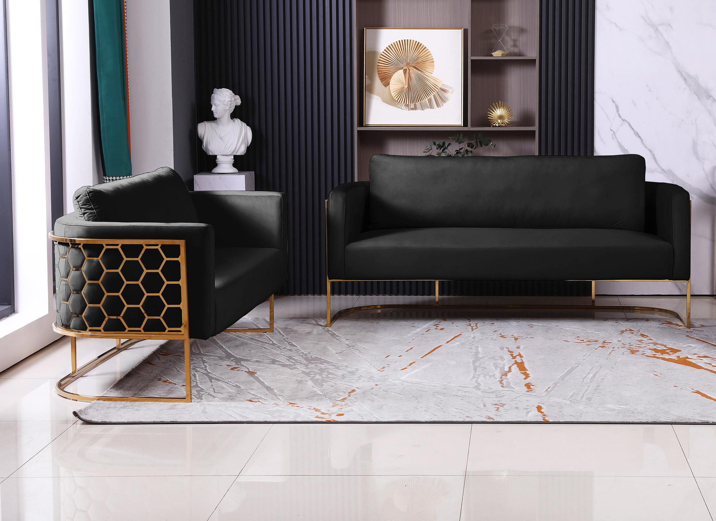 

    
 Shop  Glam Gold & Black Velvet Sofa Set 2Pcs CASA 692Black-S Meridian Contemporary
