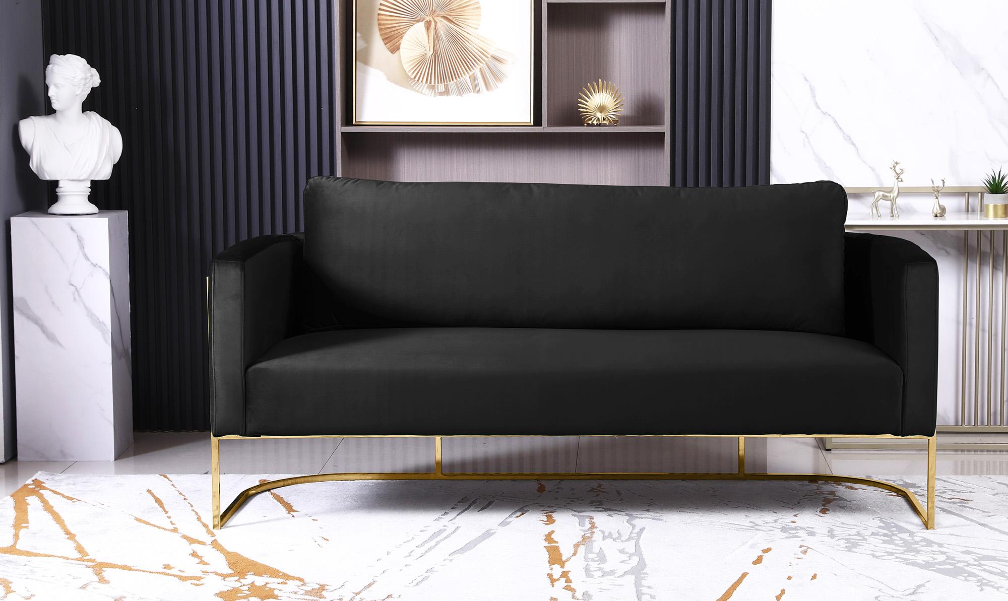 

    
 Photo  Glam Gold & Black Velvet Sofa Set 2Pcs CASA 692Black-S Meridian Contemporary

