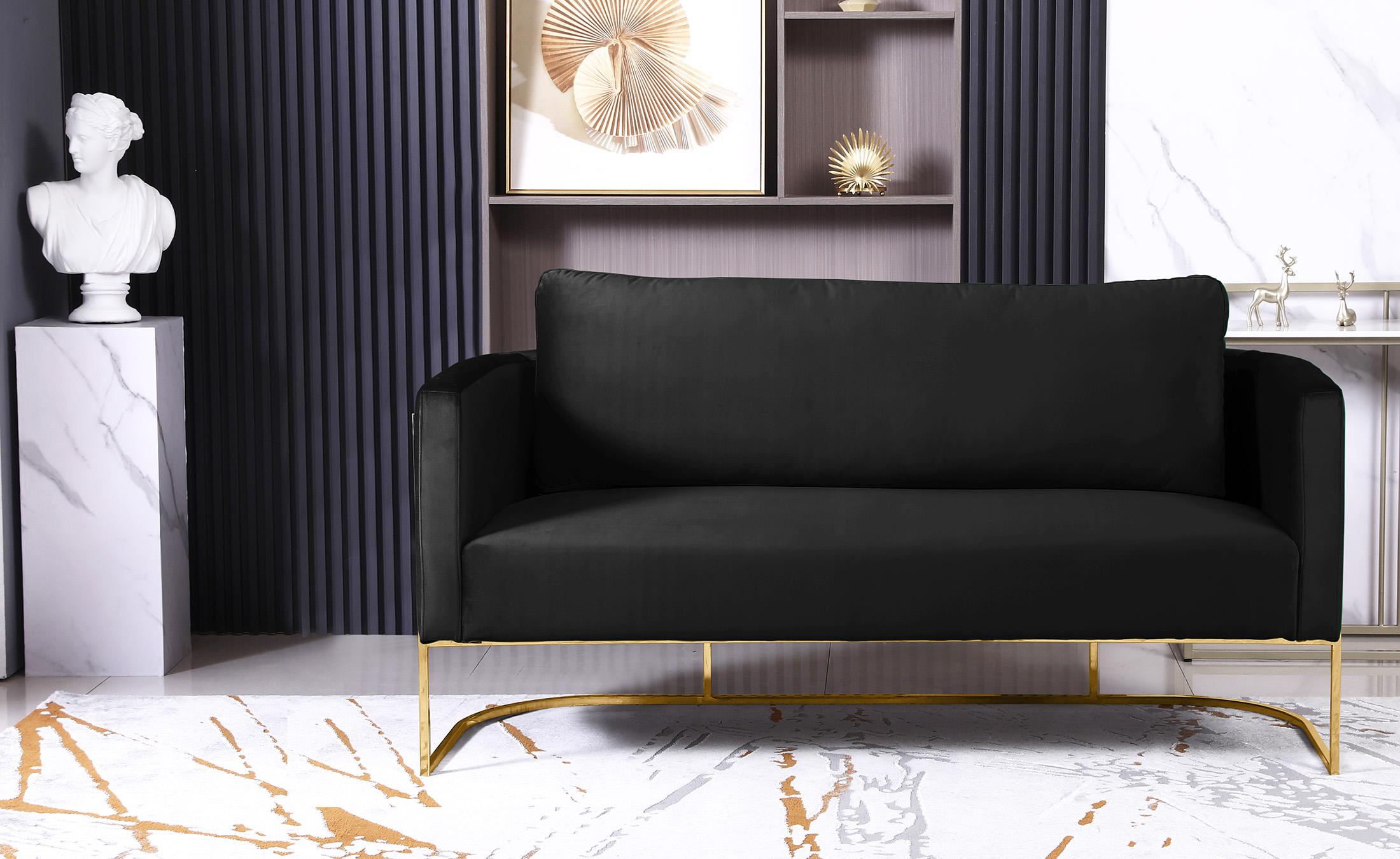 

    
Glam Gold & Black Velvet Sofa Set 2Pcs CASA 692Black-S Meridian Contemporary
