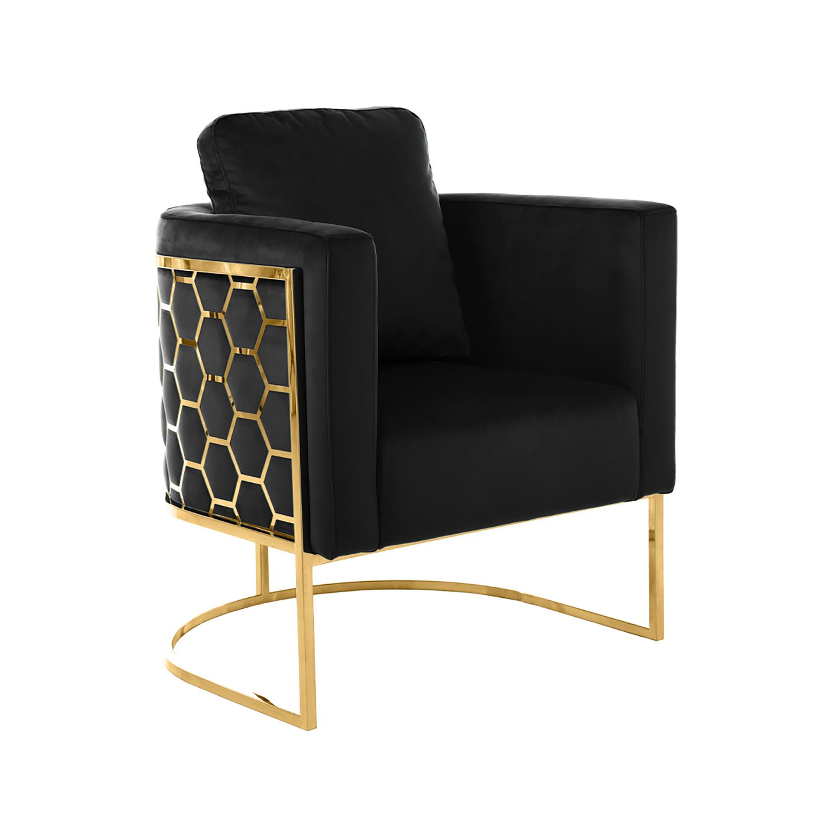 

        
Meridian Furniture CASA 692Black-S-Set-3 Sofa Set Gold/Black Velvet 094308254661
