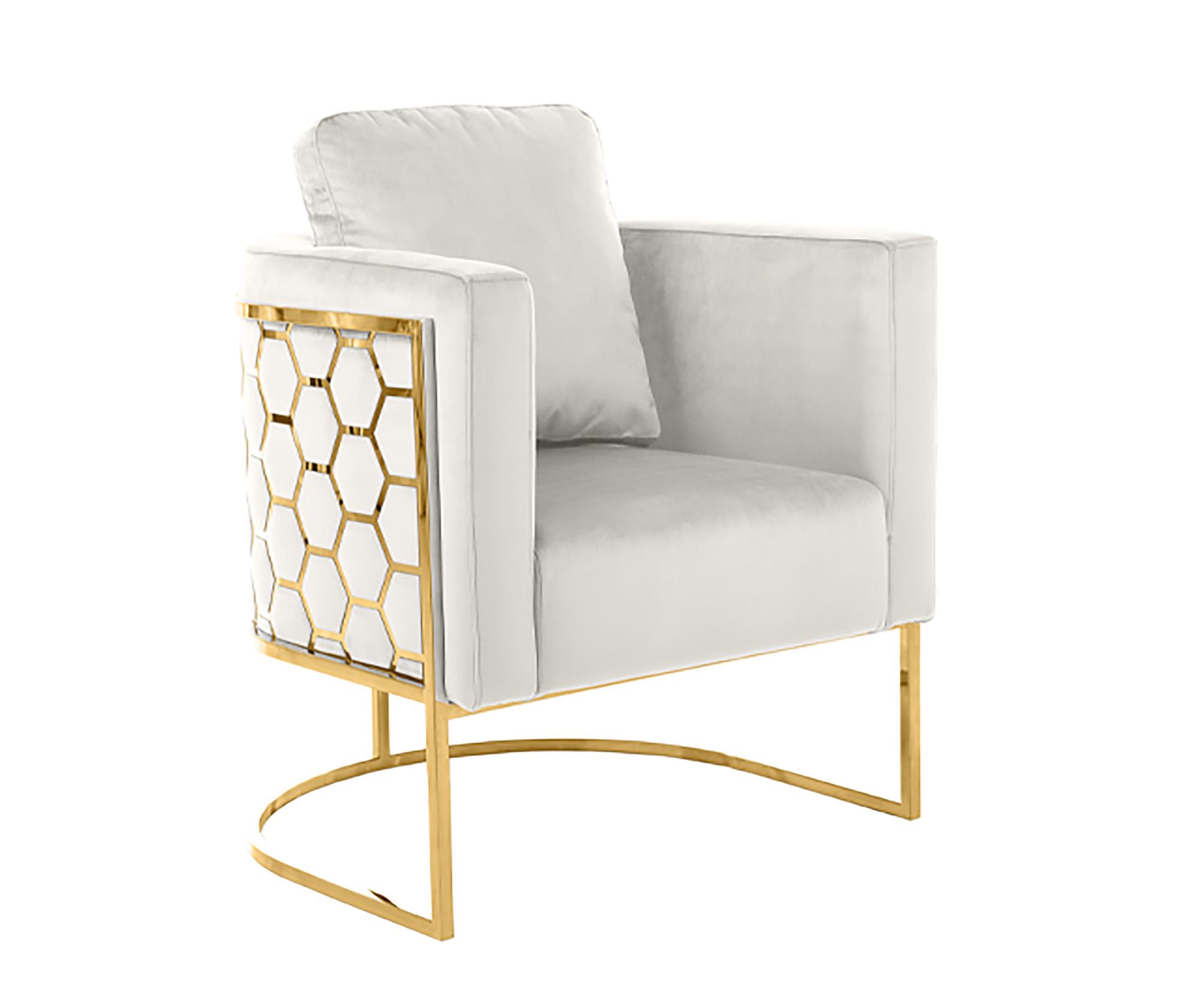 

    
Glam Gold & Cream Velvet Chair CASA 692Cream-C Meridian Contemporary Modern
