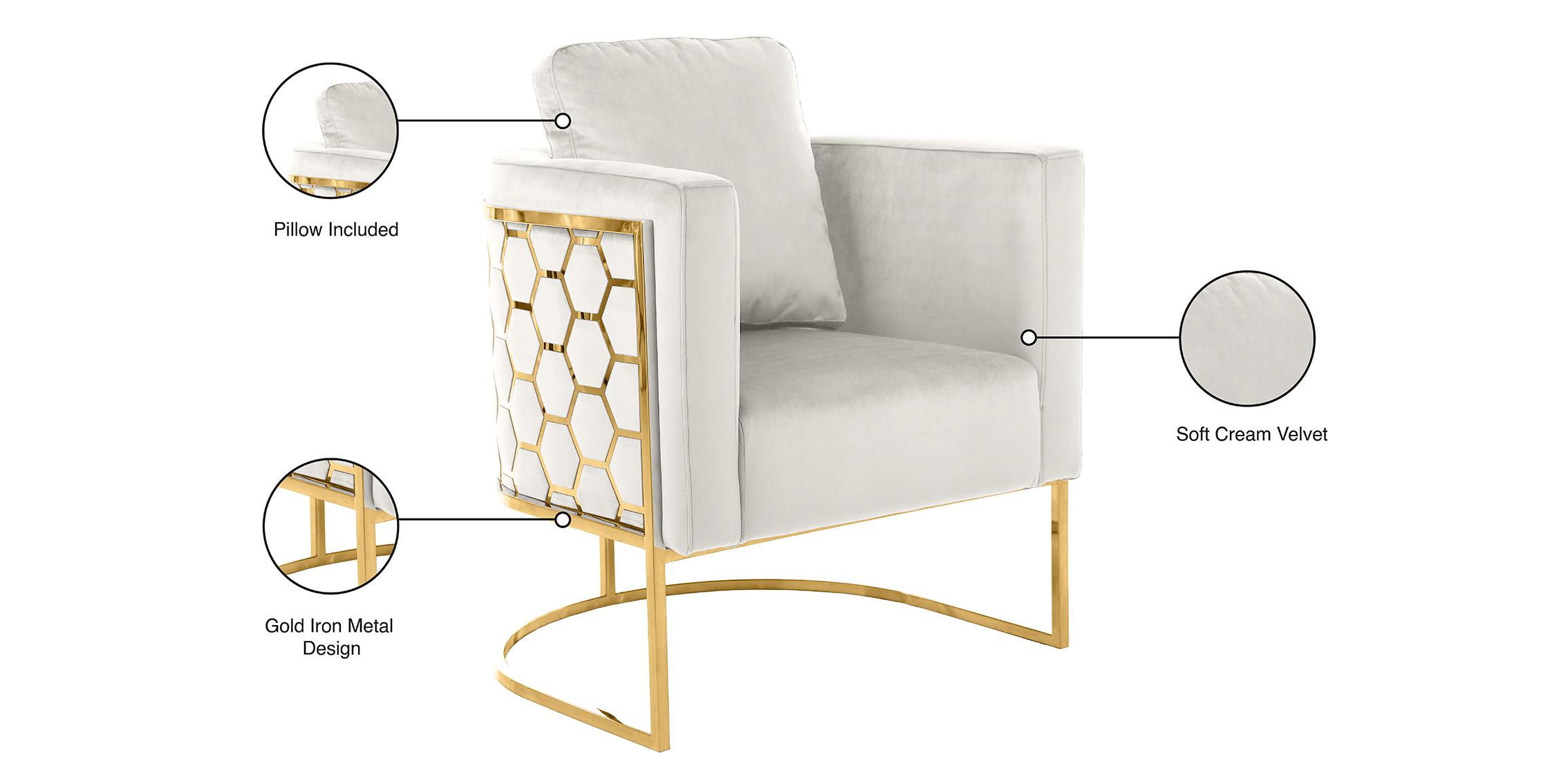 

        
094308254654Glam Gold & Cream Velvet Chair CASA 692Cream-C Meridian Contemporary Modern
