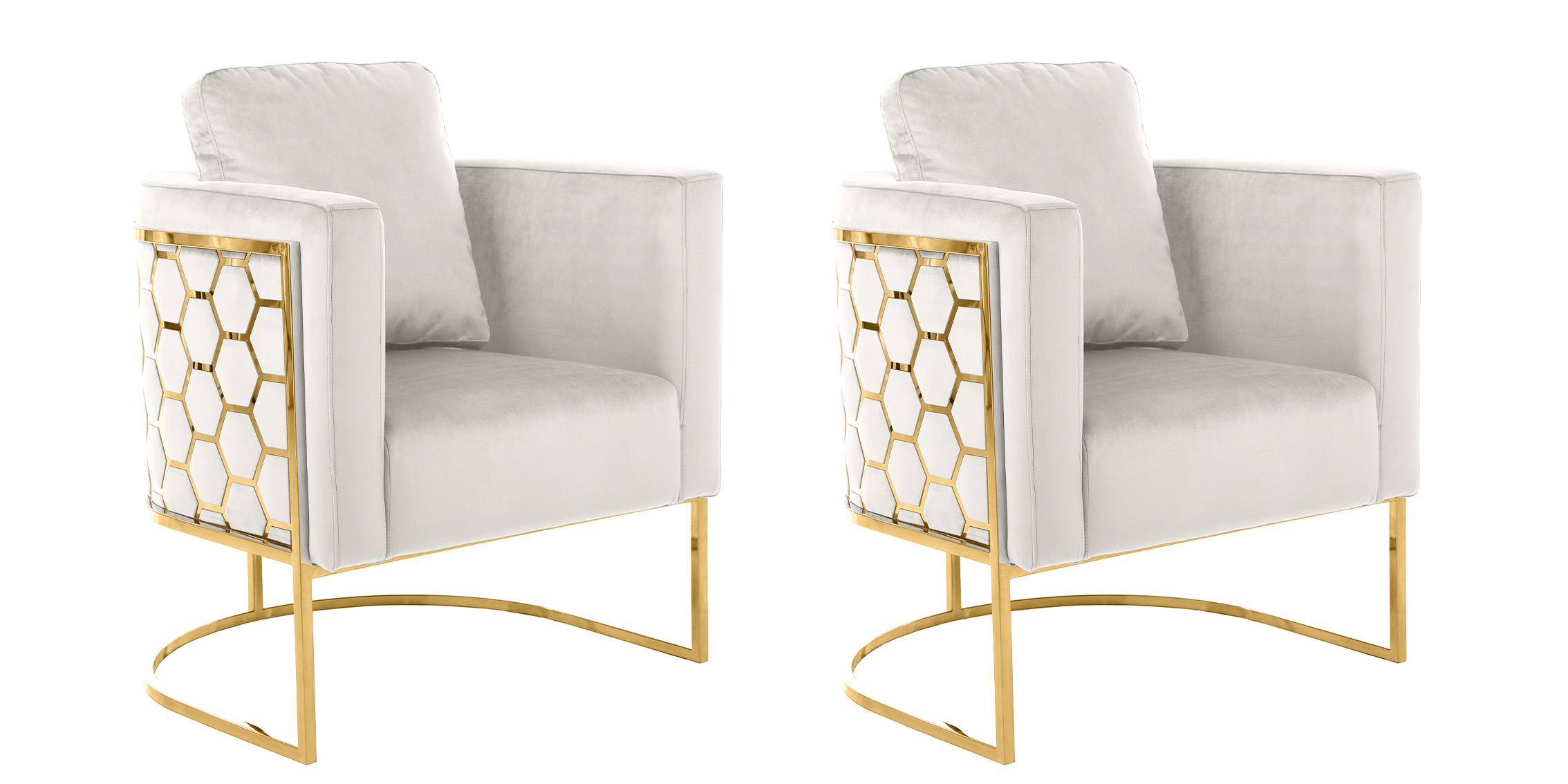 

    
Glam Gold & Cream Velvet Chair Set 2Pcs CASA 692Cream-C Meridian Contemporary
