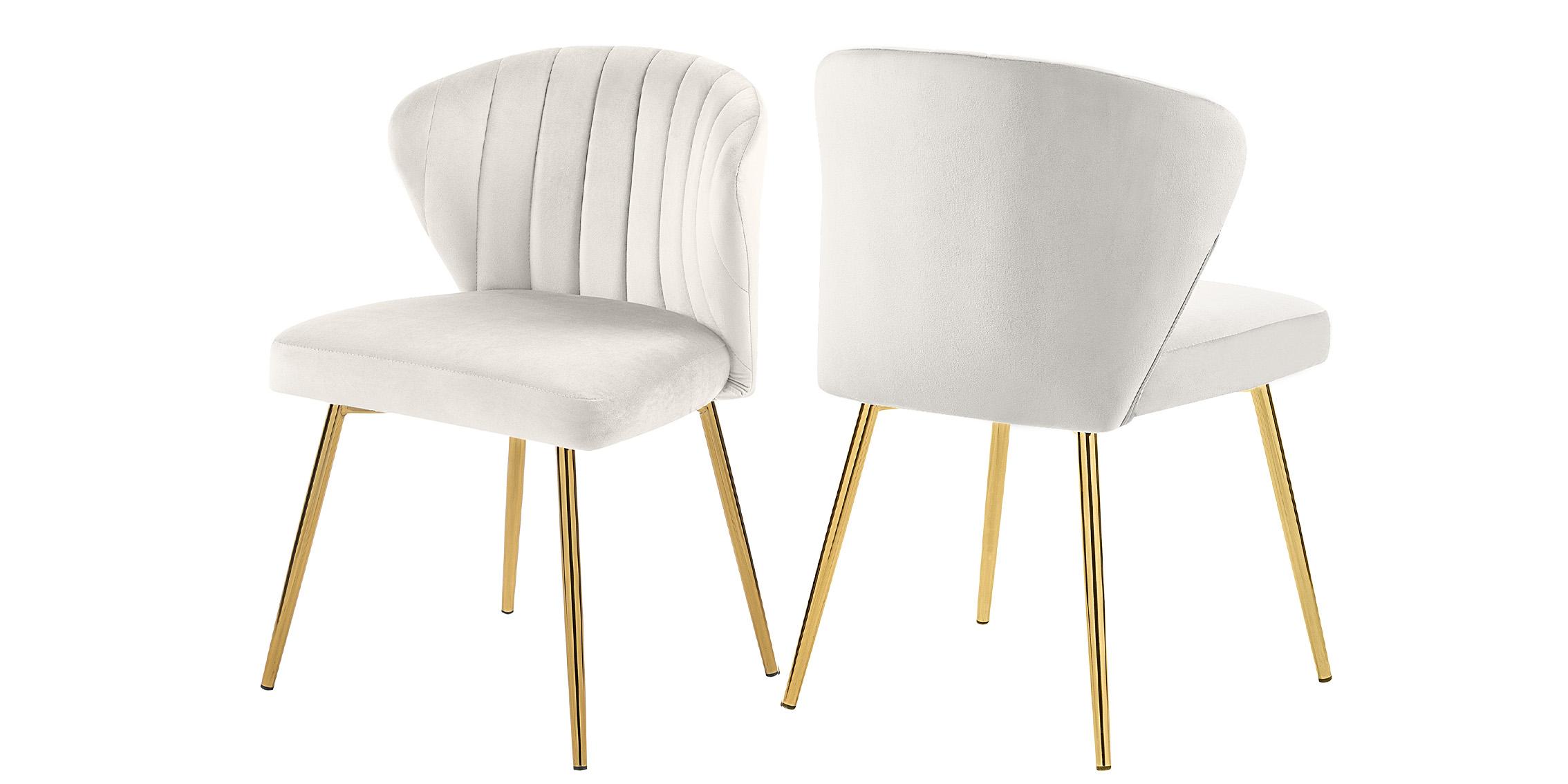 Contemporary Dining Chair Set FINLEY 707Cream 707Cream-Set-2 in Cream, Gold Velvet