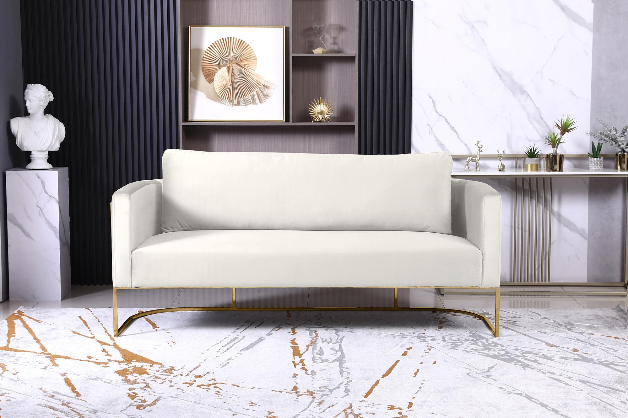 Glam Gold Cream Velvet Sofa Casa