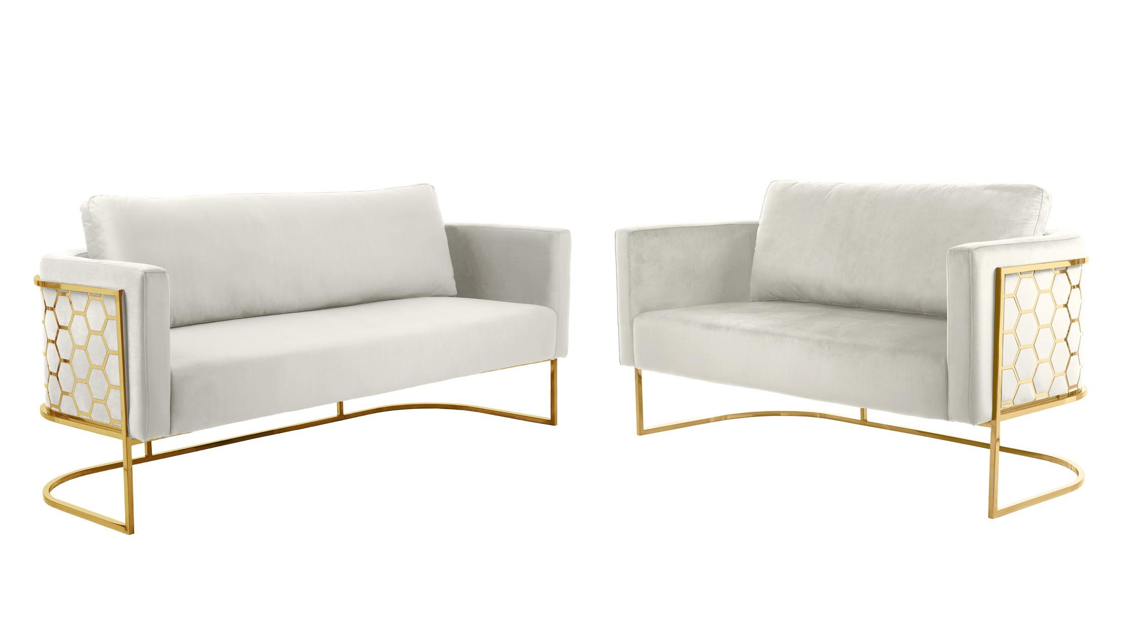 

    
Glam Gold & Cream Velvet Sofa Set 2Pcs CASA 692Cream-S Meridian Contemporary

