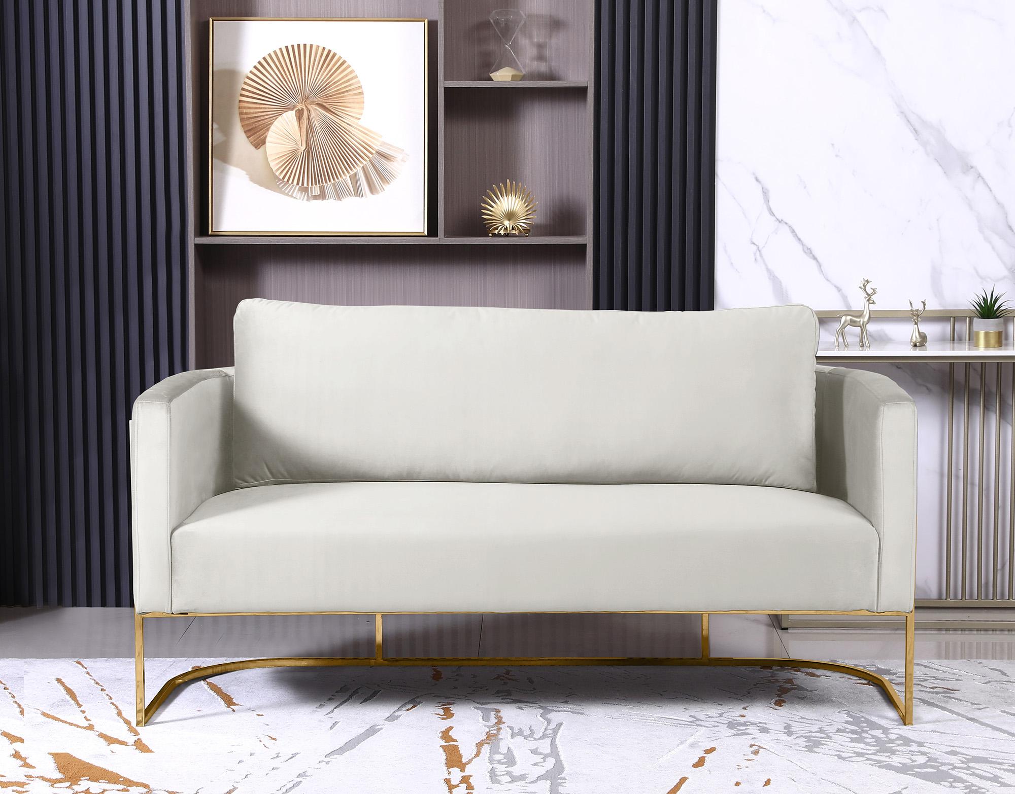 

    
 Shop  Glam Gold & Cream Velvet Sofa Set 2Pcs CASA 692Cream-S Meridian Contemporary
