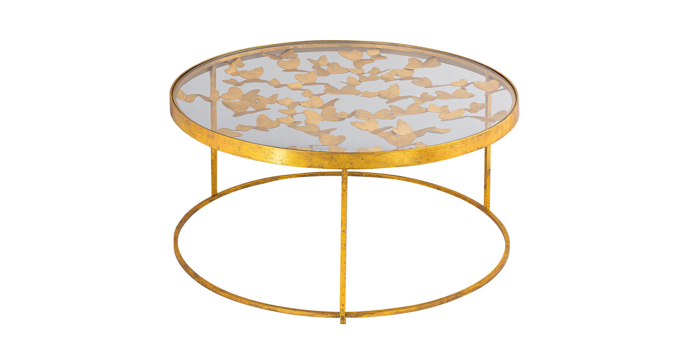 

    
 Shop  Glam Gold Foil & Glass Top Coffee Table Set 4Pcs BUTTERFLY 470-C Meridian Modern

