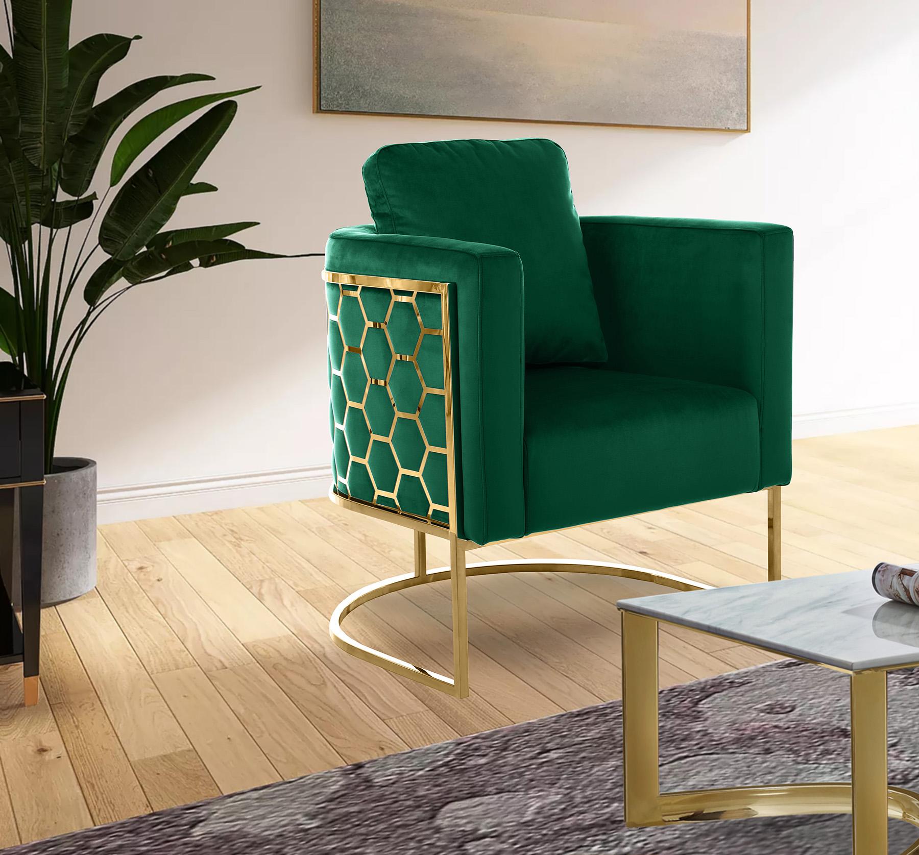 

    
Glam Gold & Green Velvet Chair Set 2Pcs CASA 692Green-C Meridian Contemporary
