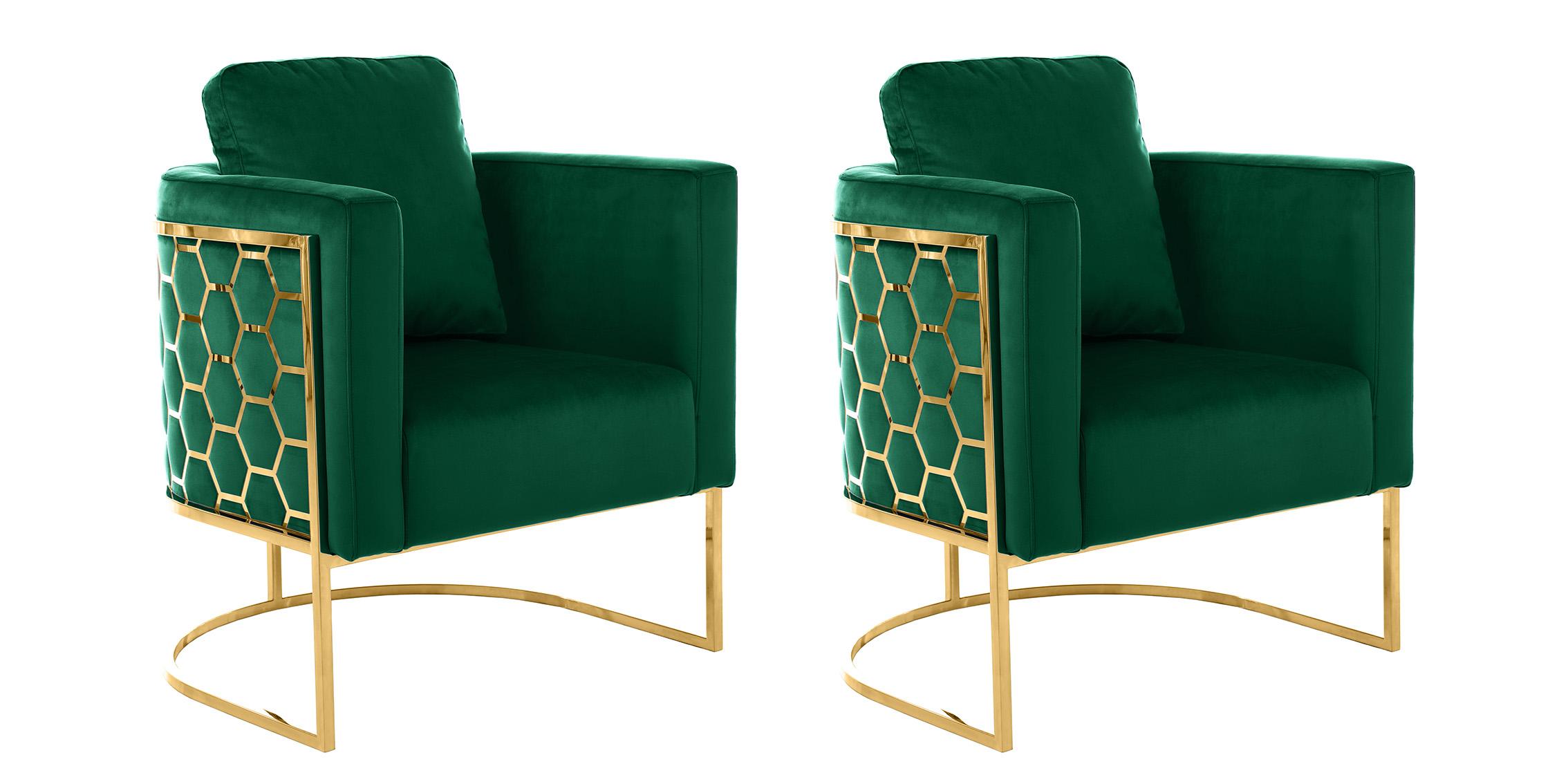 

    
Glam Gold & Green Velvet Chair Set 2Pcs CASA 692Green-C Meridian Contemporary

