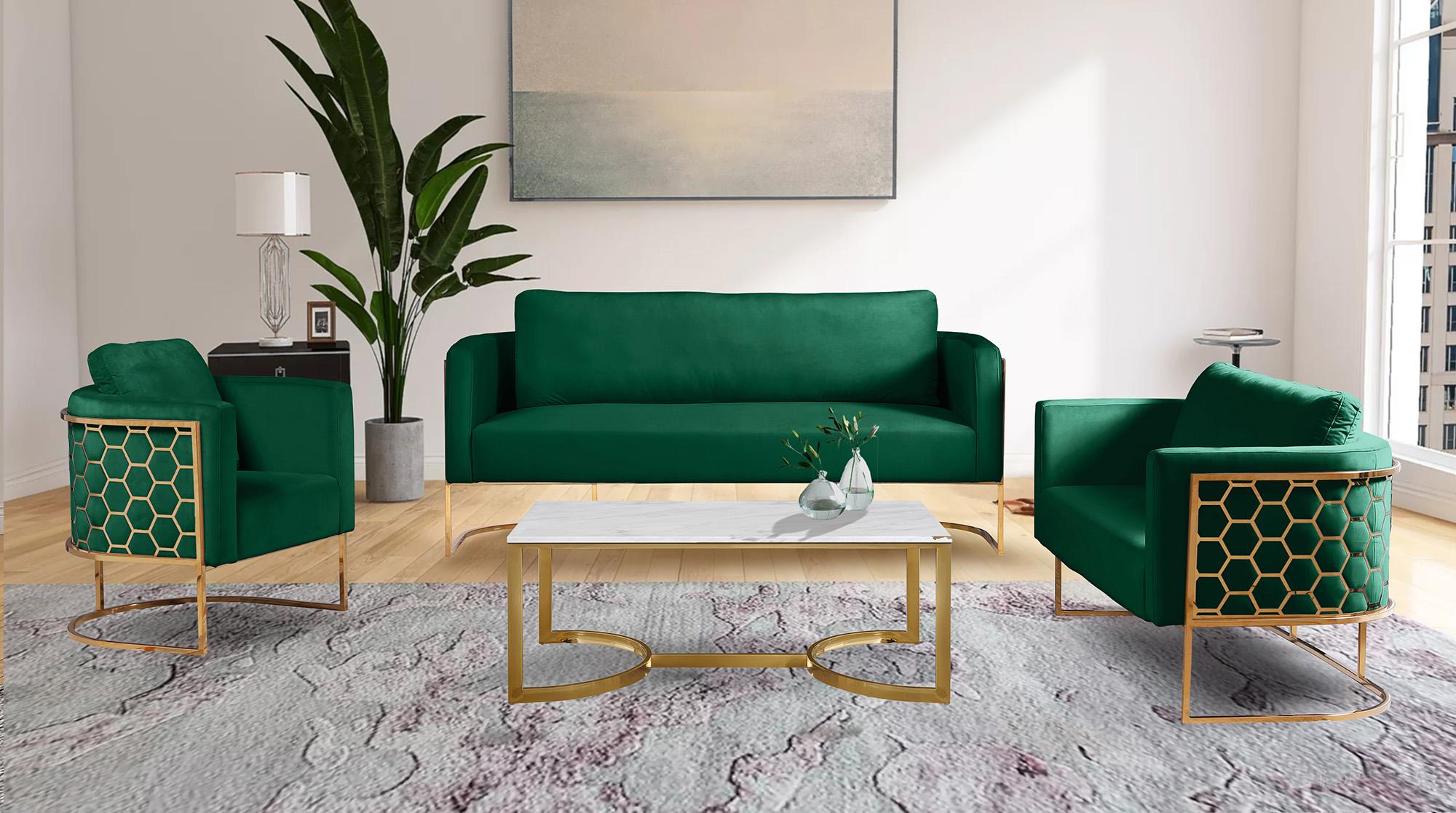 

    
Glam Gold & Green Velvet Sofa Set 2Pcs CASA 692Green-S Meridian Contemporary
