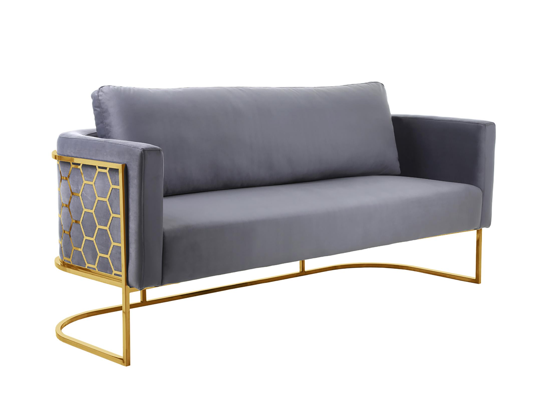 

    
Glam Gold & Grey Velvet Sofa Set 2Pcs CASA 692Grey-S Meridian Contemporary
