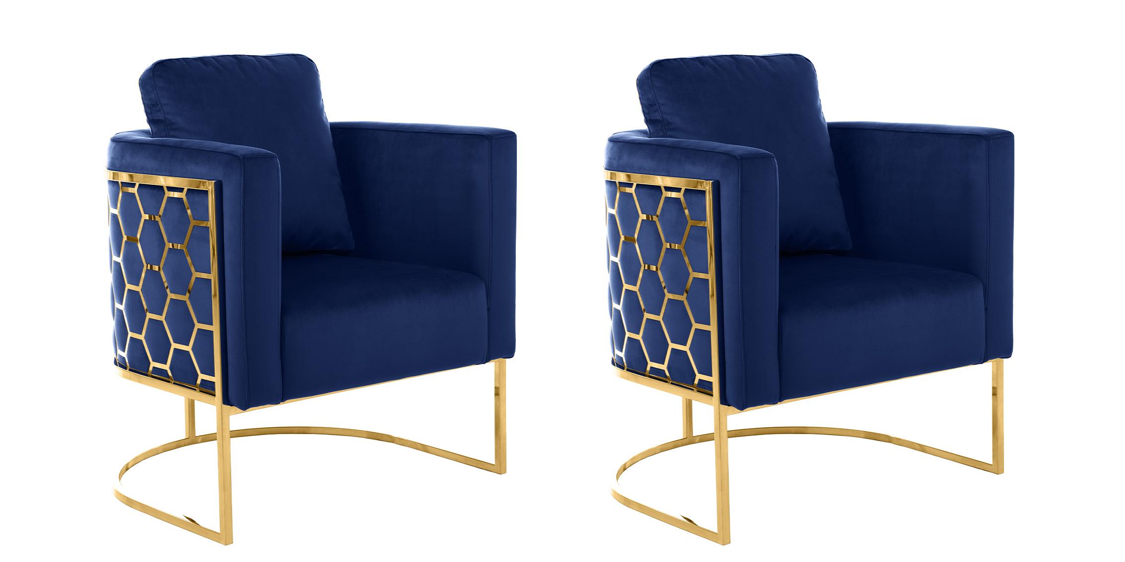 

    
Glam Gold & Navy Velvet Chair Set 2 Pcs CASA 692Navy-C Meridian Contemporary
