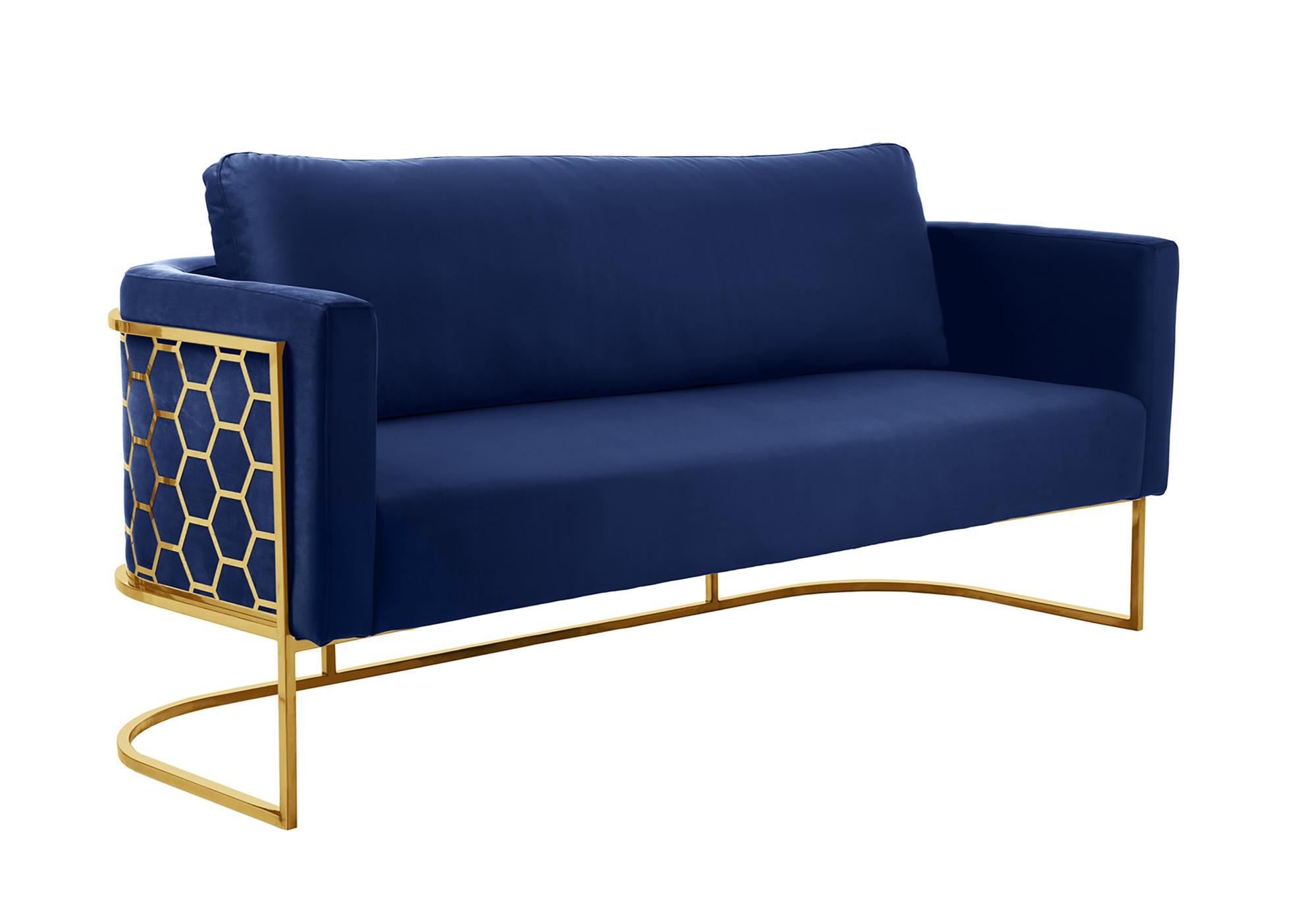 

    
Glam Gold & Navy Velvet Sofa CASA 692Navy-S Meridian Contemporary Modern
