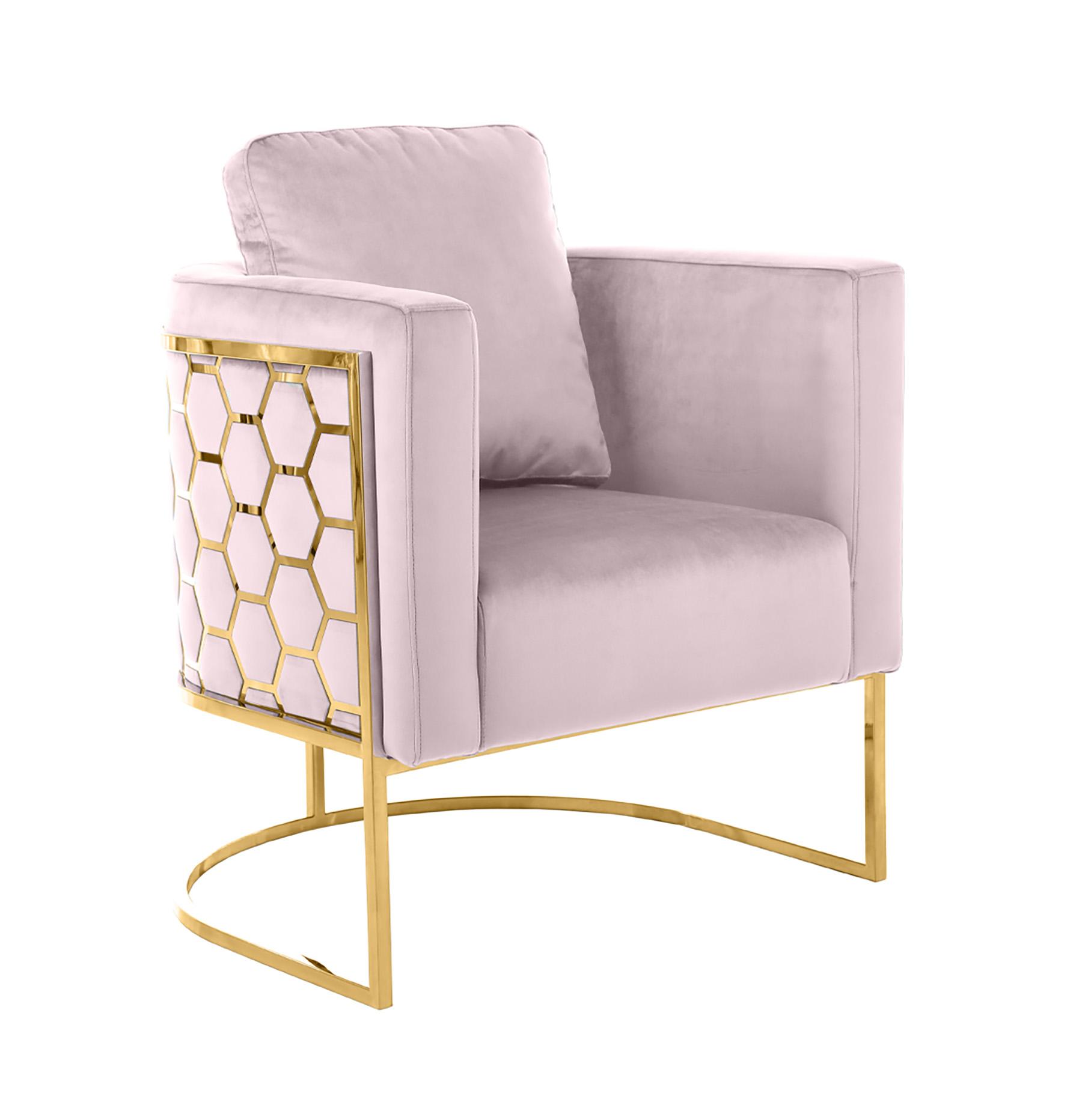 Contemporary Arm Chair CASA 692Pink-C 692Pink-C in Pink, Gold Velvet