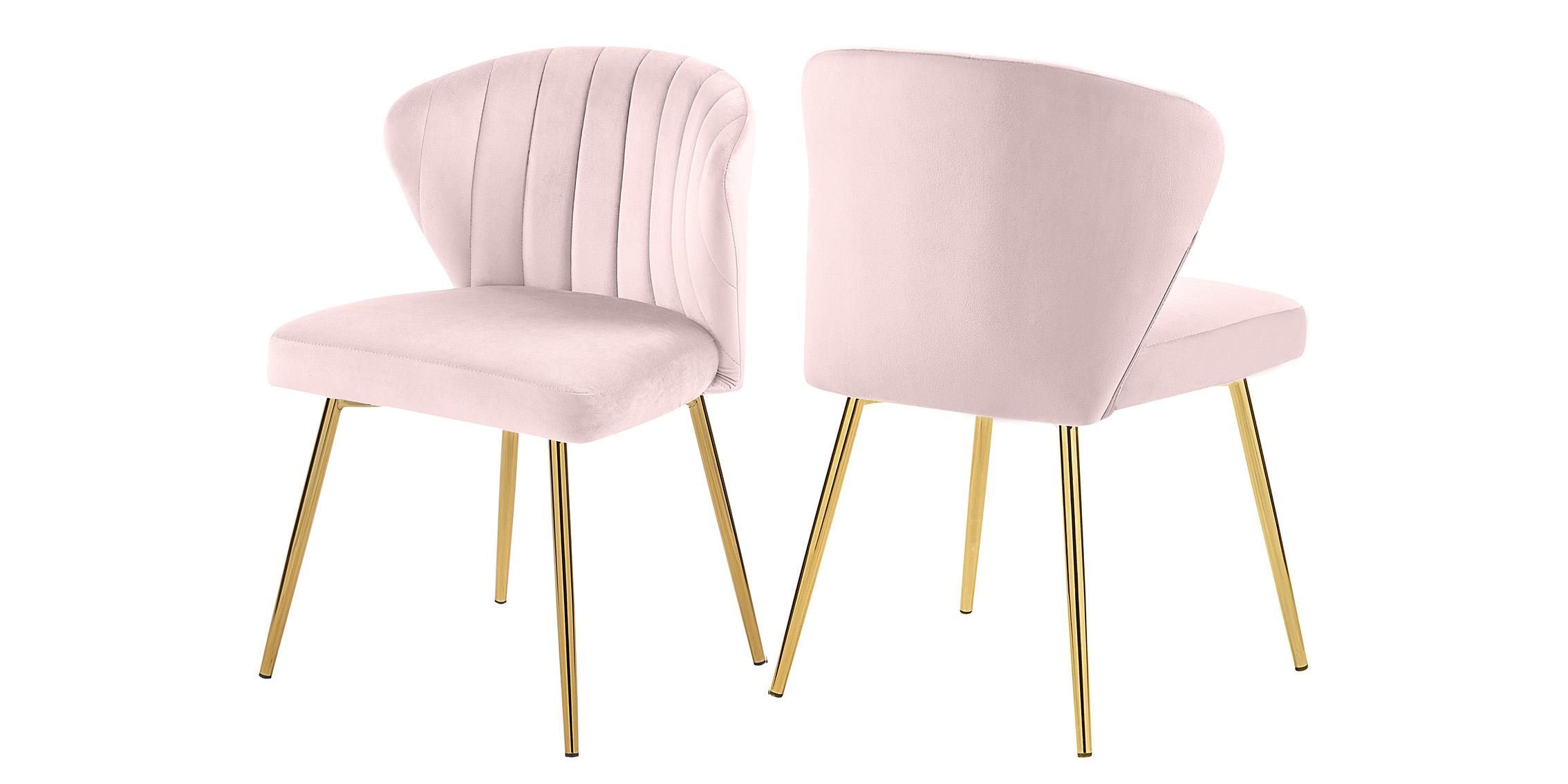 Contemporary Dining Chair Set FINLEY 707Pink 707Pink-Set-2 in Pink, Gold Velvet