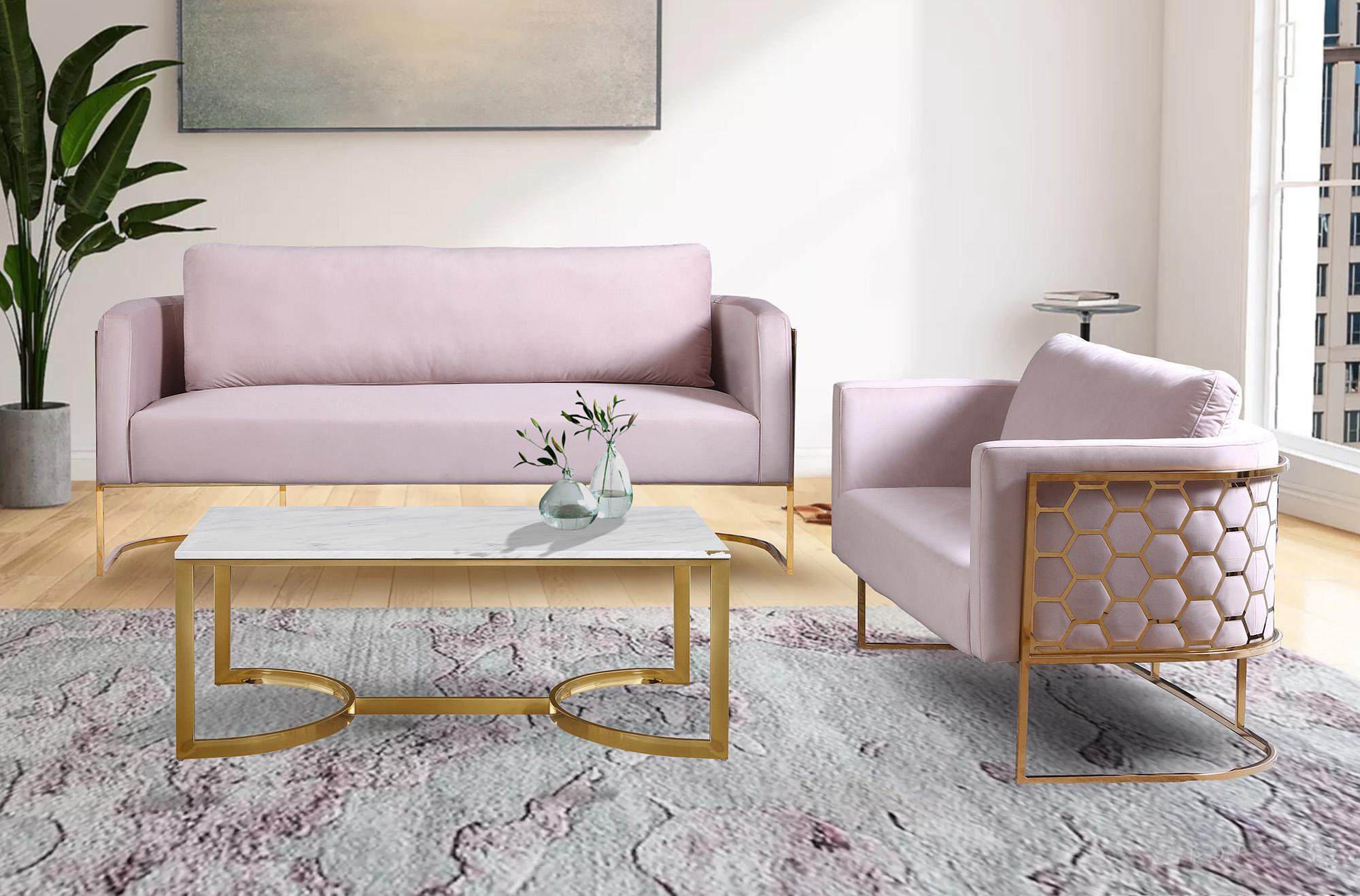 

        
Meridian Furniture CASA 692Pink-S-Set-3 Sofa Set Pink/Gold Velvet 094308254753
