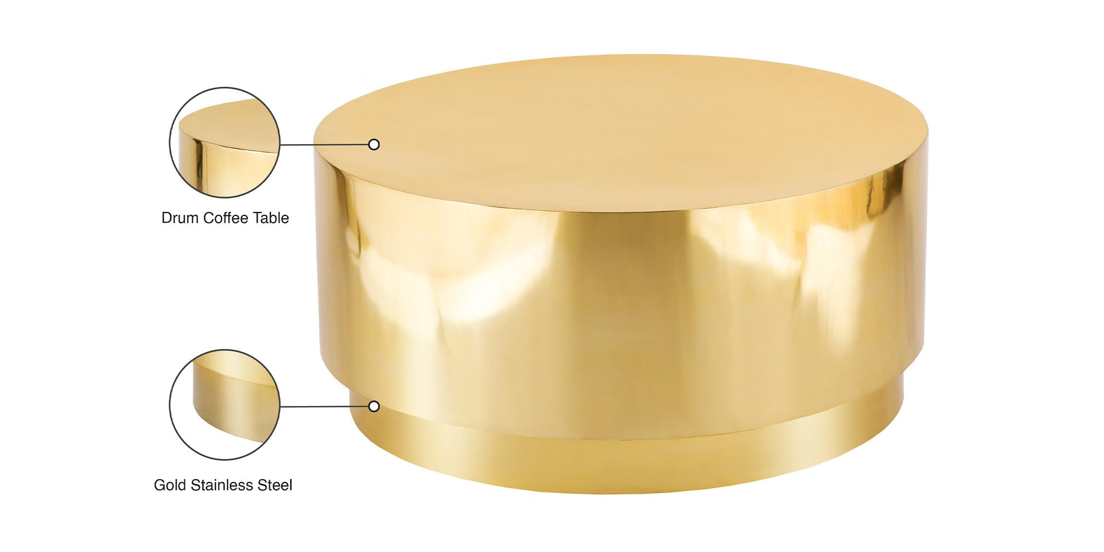 

    
 Photo  Glam Gold Stainless Steel Drum Coffee Table Set 2 Pcs JAZZY 281 Meridian Modern
