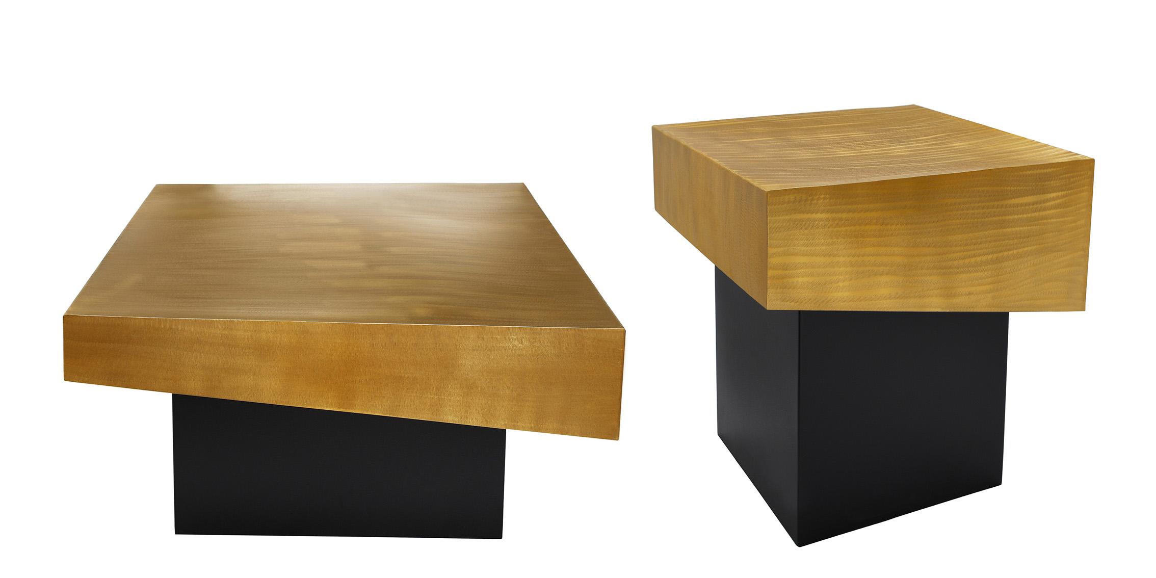 Contemporary, Modern Coffee Table Set PALLADIUM 254-CT 254-CT-Set-2 in Gold, Black 