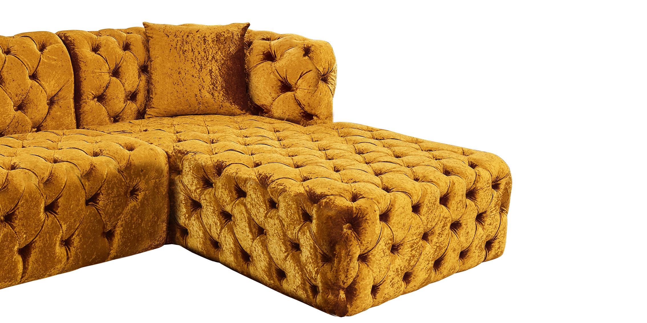 Glam Gold Velvet Button Tufted Sectional Sofa COCO 676Gold