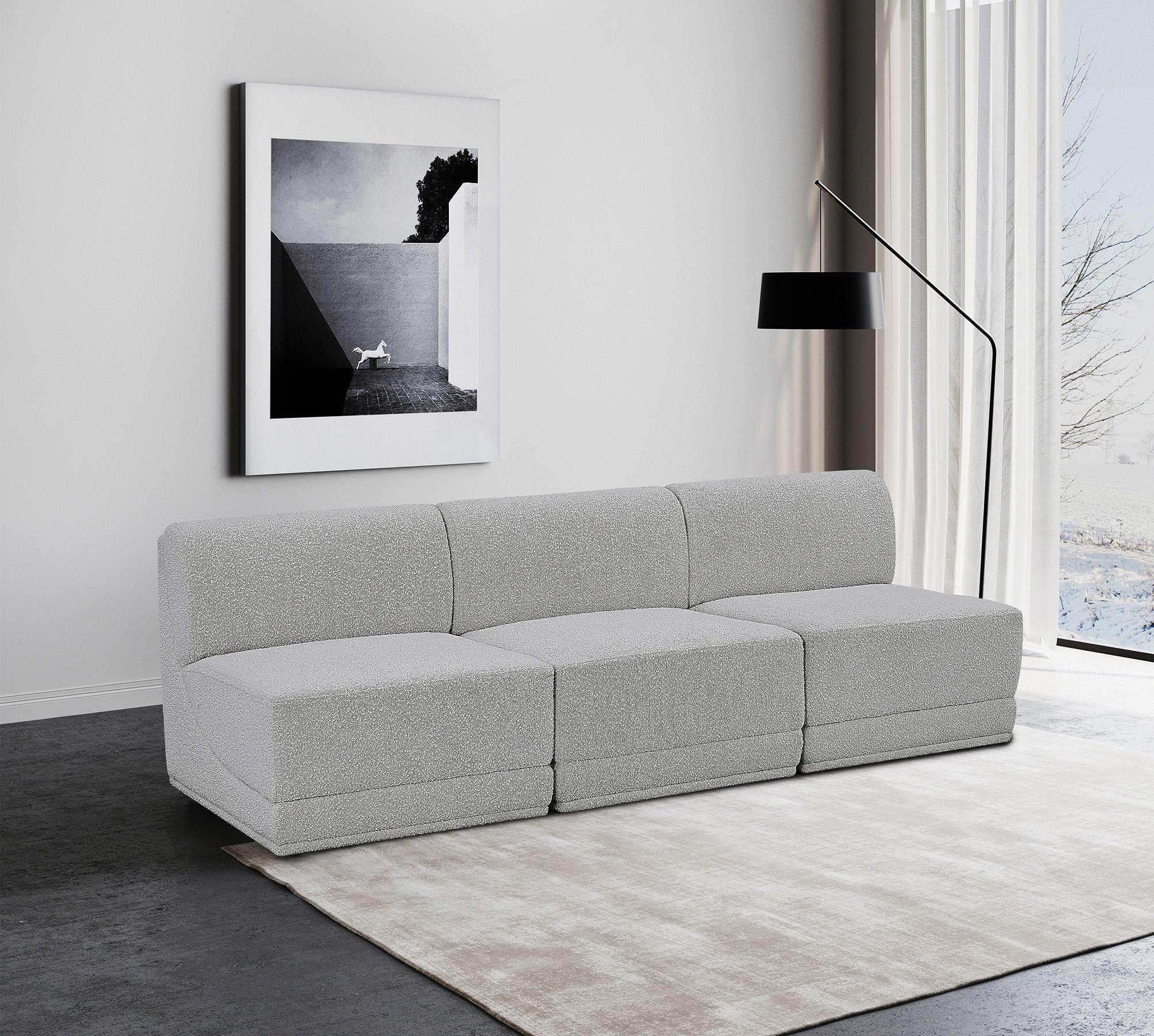 

    
Glam Gray Boucle Modular Sofa Ollie 118Grey-S90 Meridian Contemporary Modern
