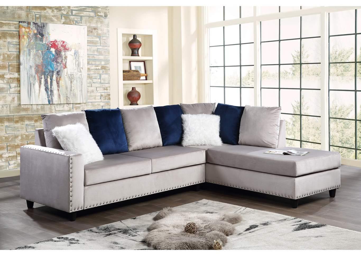 Contemporary, Modern Sectional Sofa MARTHA GHF-808857622297 in Gray Fabric
