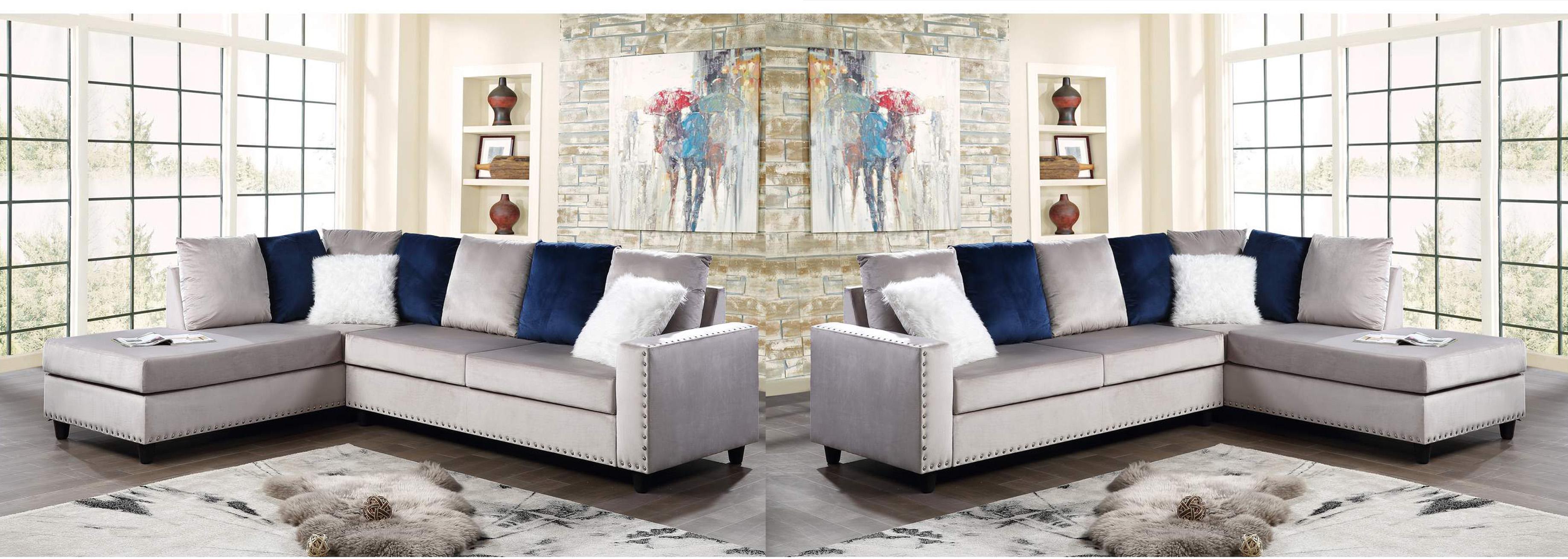 

    
Glam Gray Fabric Sectional Sofa MARTHA Galaxy Home Contemporary Modern
