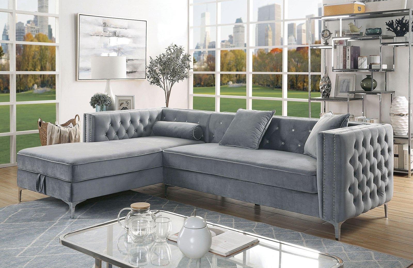 Modern Sectional Sofa CM6652GY-SECT Amie CM6652GY-SECT in Gray 