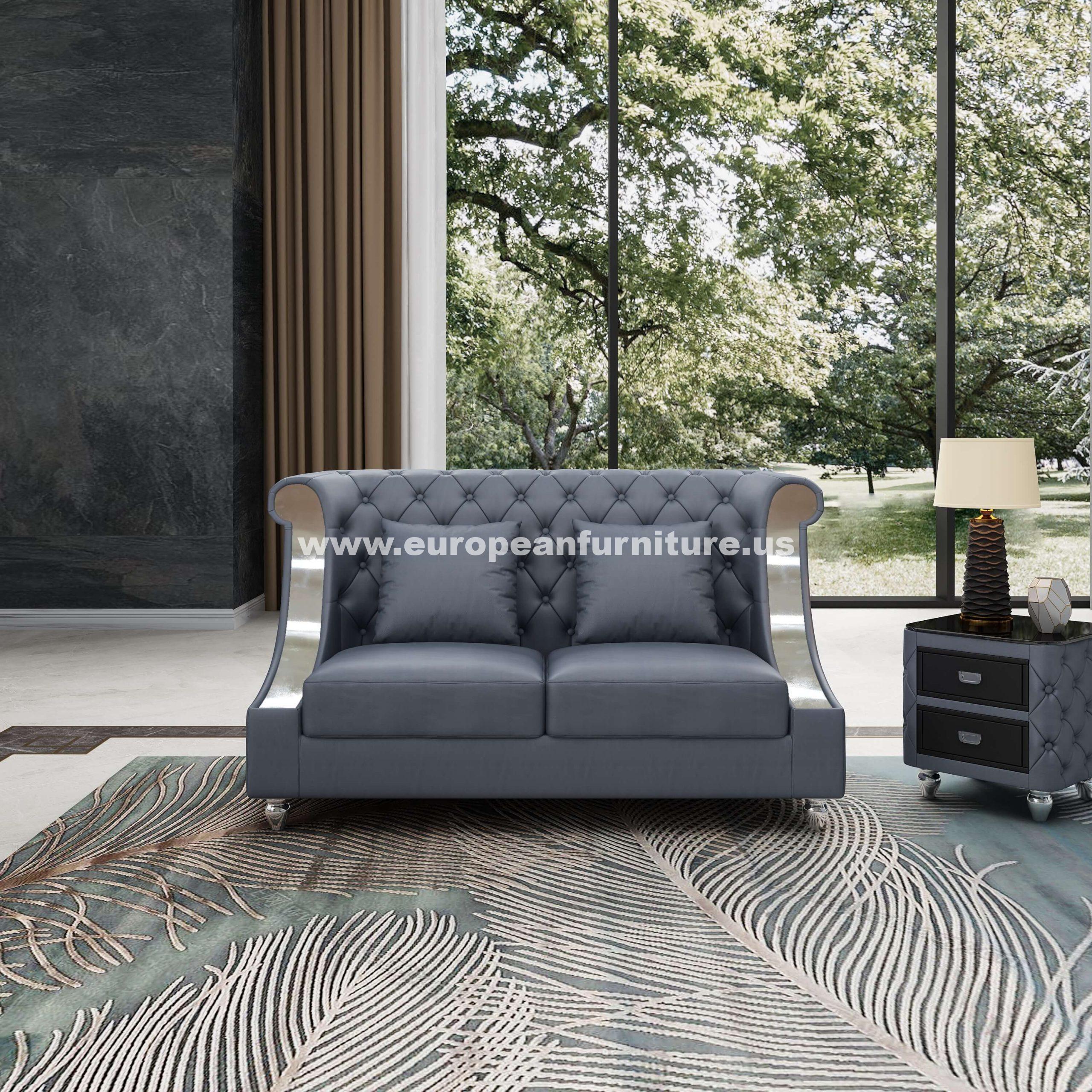 

    
EF-90281-Set-3 Glam Gray Italian Leather MAYFAIR Sofa Set 3Pcs EUROPEAN FURNITURE Modern
