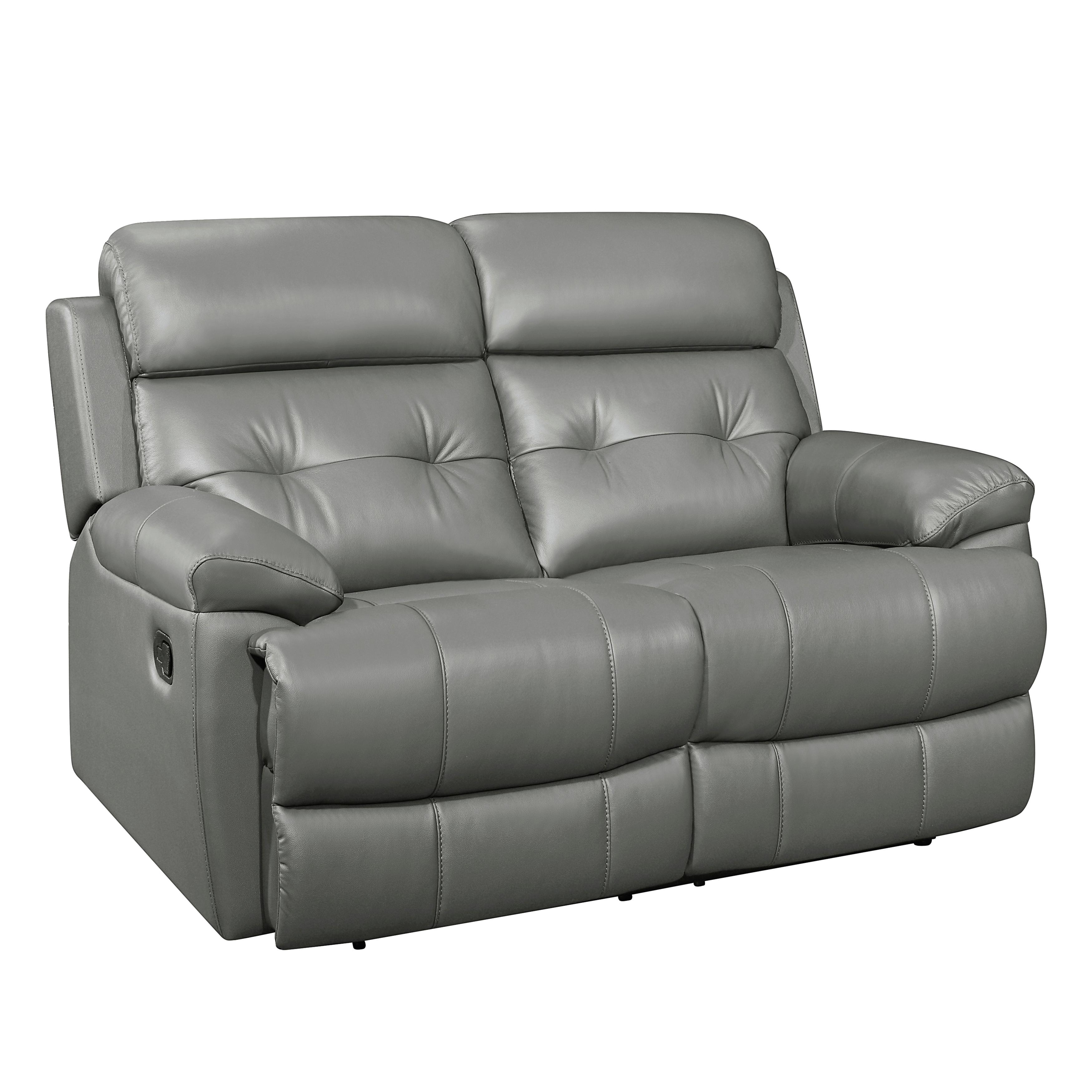 

    
Glam Gray Leather Reclining Loveseat Homelegance 9529GRY-2 Lambent
