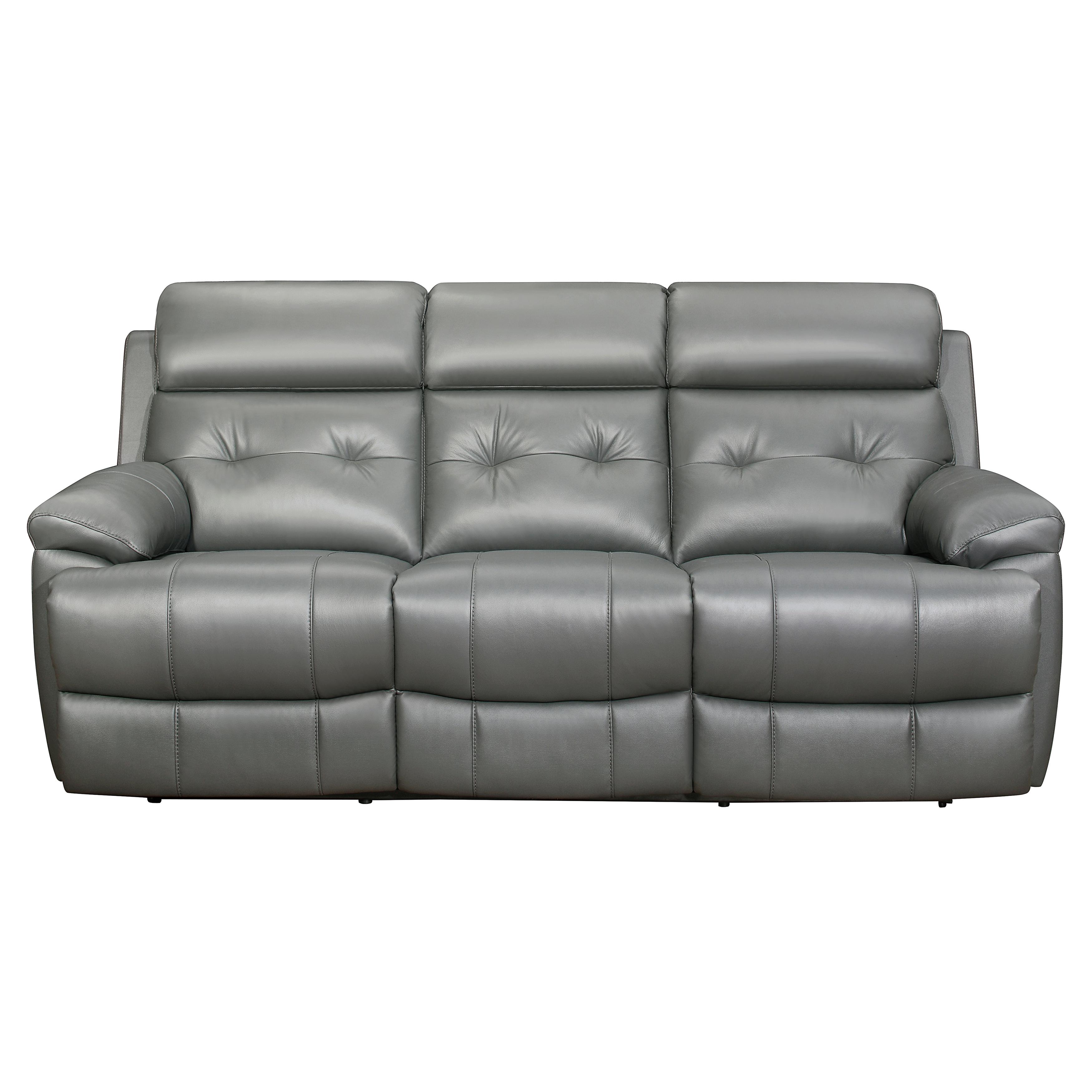 

    
Glam Gray Leather Reclining Sofa Homelegance 9529GRY-3 Lambent
