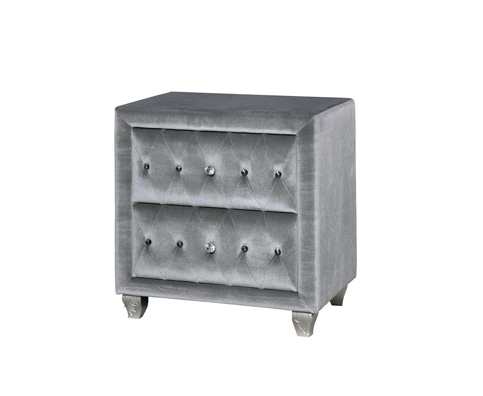 

                    
Furniture of America CM7150-CK-3PC Alzir Platform Bedroom Set Gray Velvet-like Fabric Purchase 
