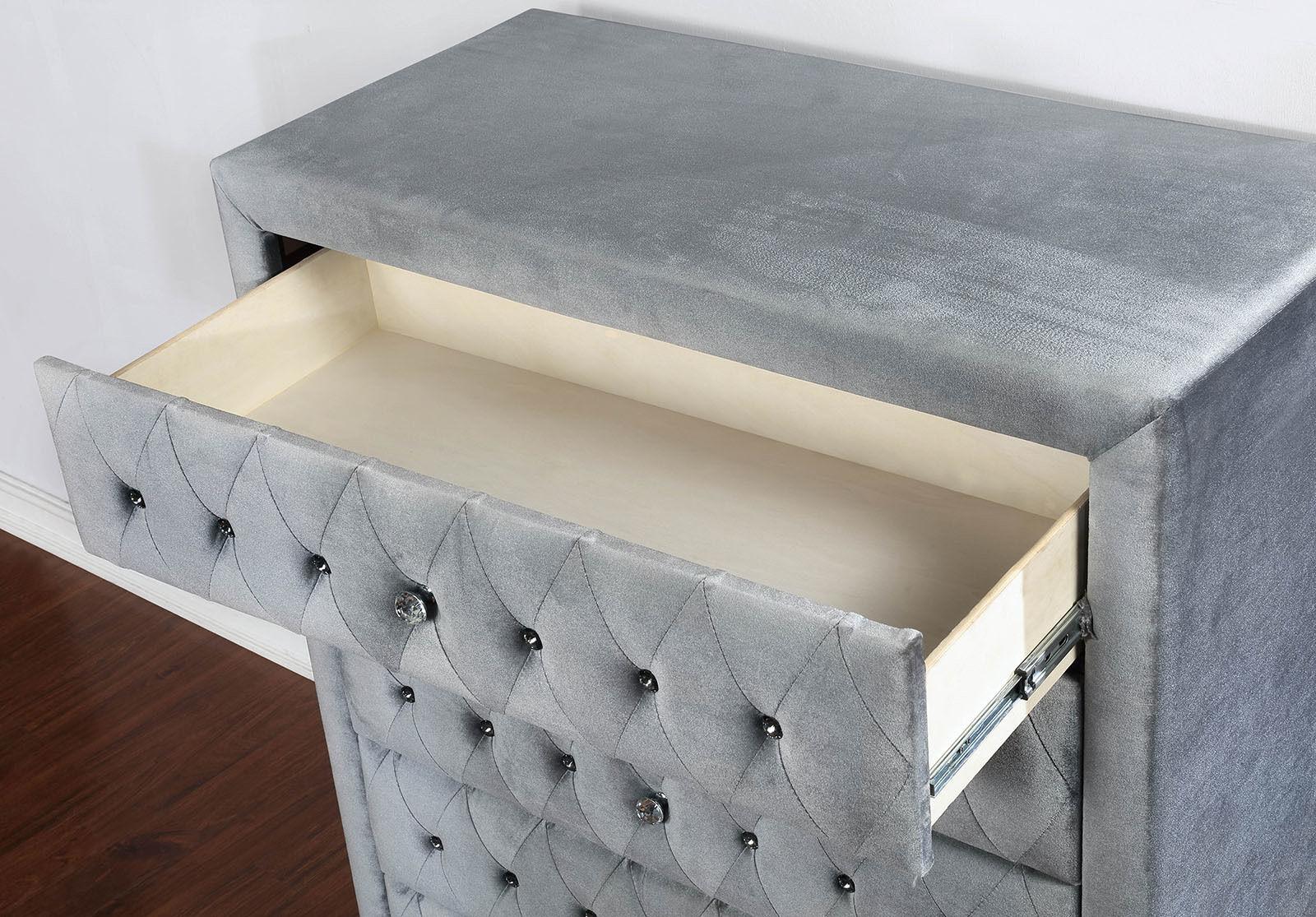 

    
Glam Gray Solid Wood Chest Furniture of America CM7150C Alzir
