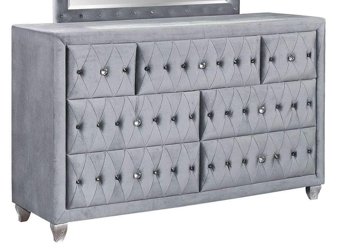 

    
Glam Gray Solid Wood Dresser Furniture of America CM7150D Alzir
